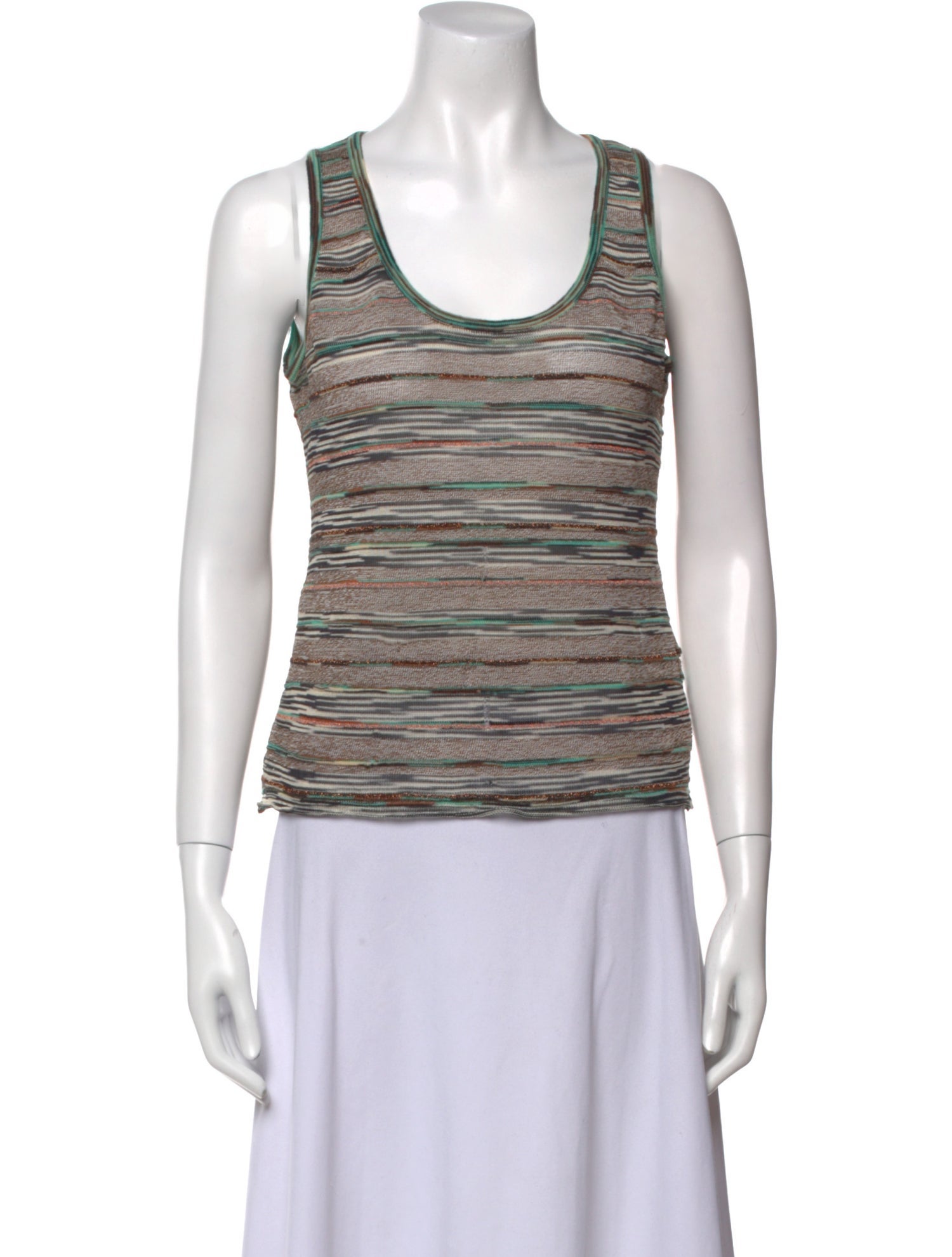 M Missoni Striped Scoop Neck Top