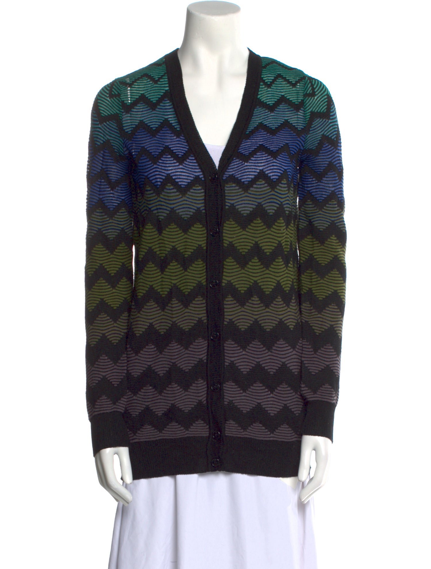 M Missoni Striped V-Neck Sweater