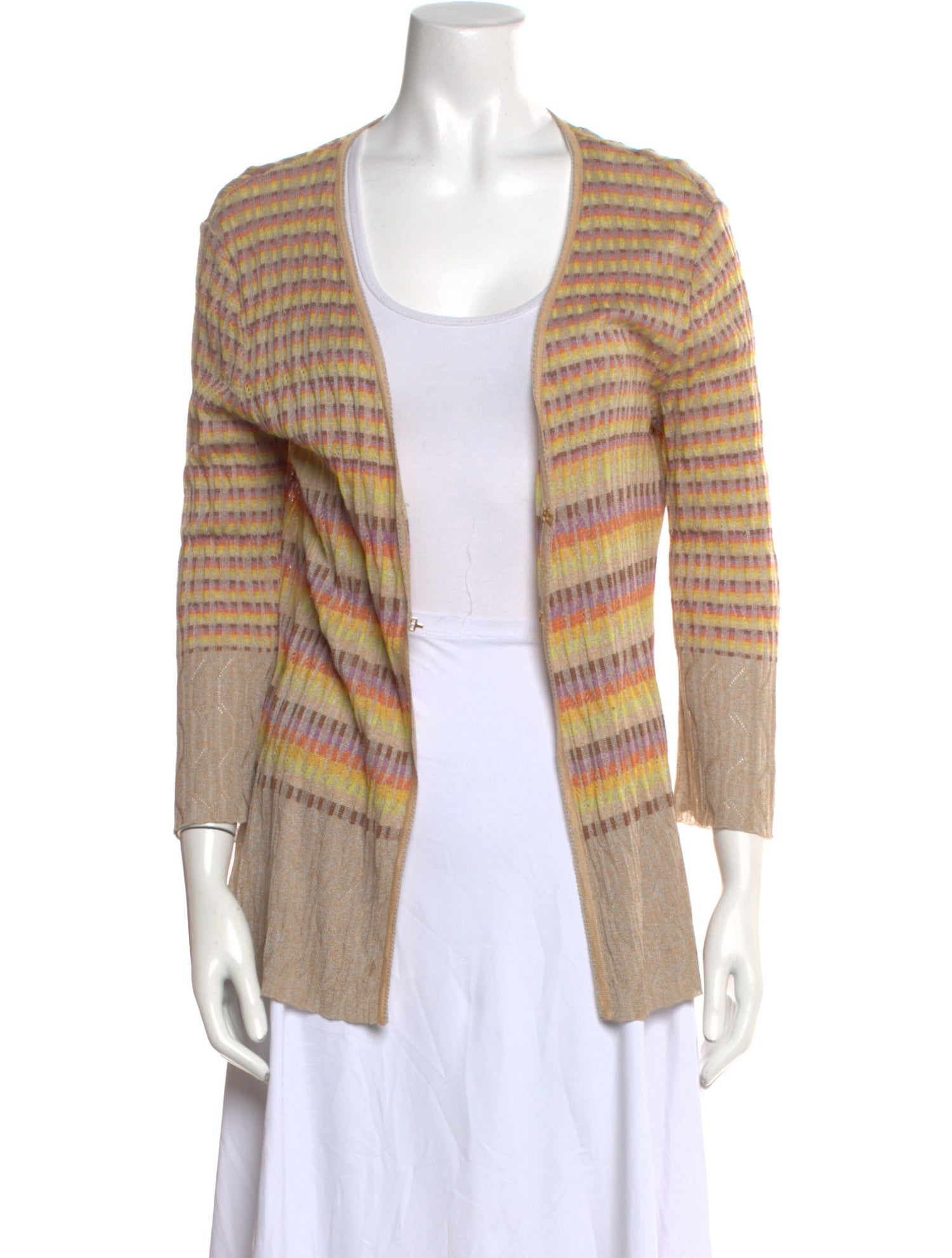 M Missoni Striped Open Front Sweater