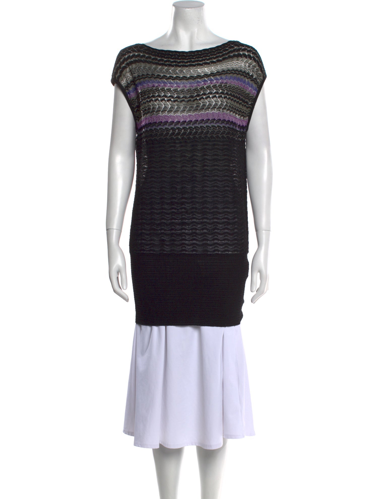 M Missoni Striped Bateau Neckline Tunic