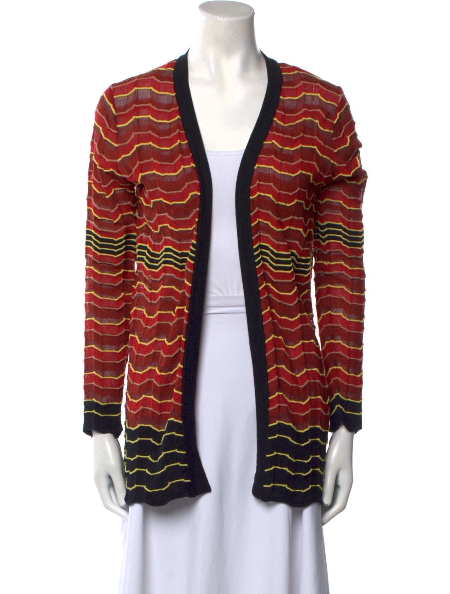 M Missoni Striped Open Front Sweater