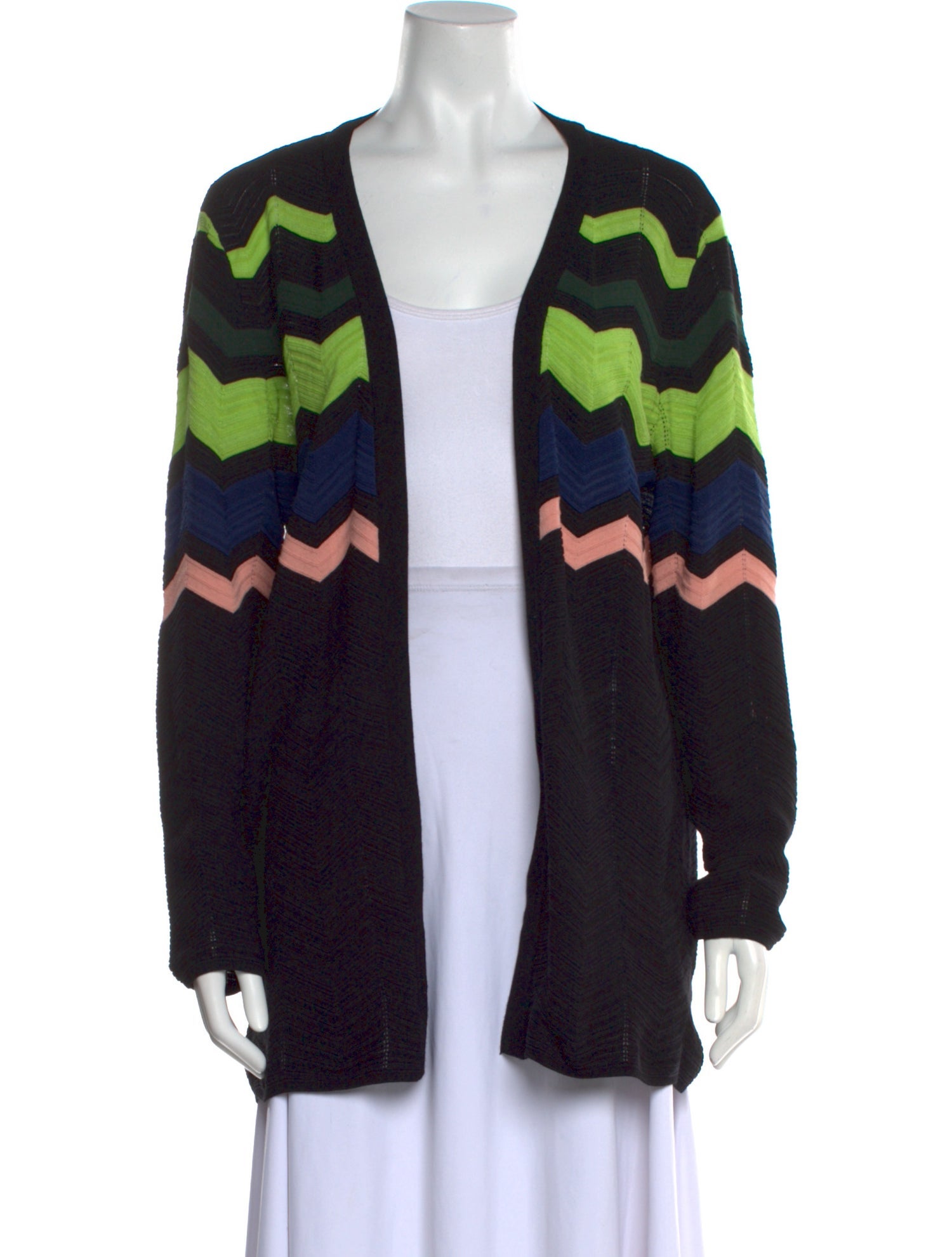 M Missoni Striped Open Front Sweater