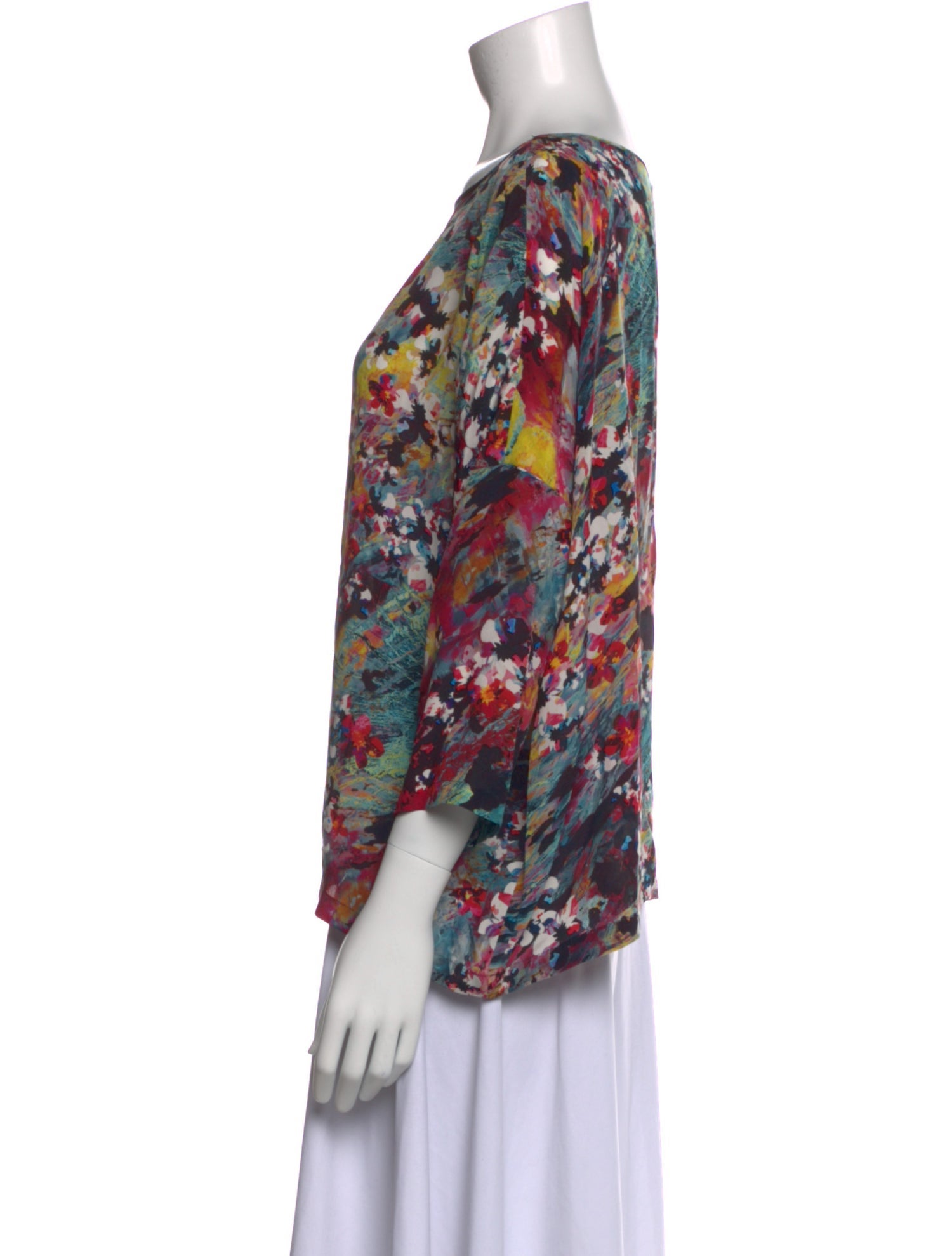 M Missoni Floral Print Bateau Neckline Blouse