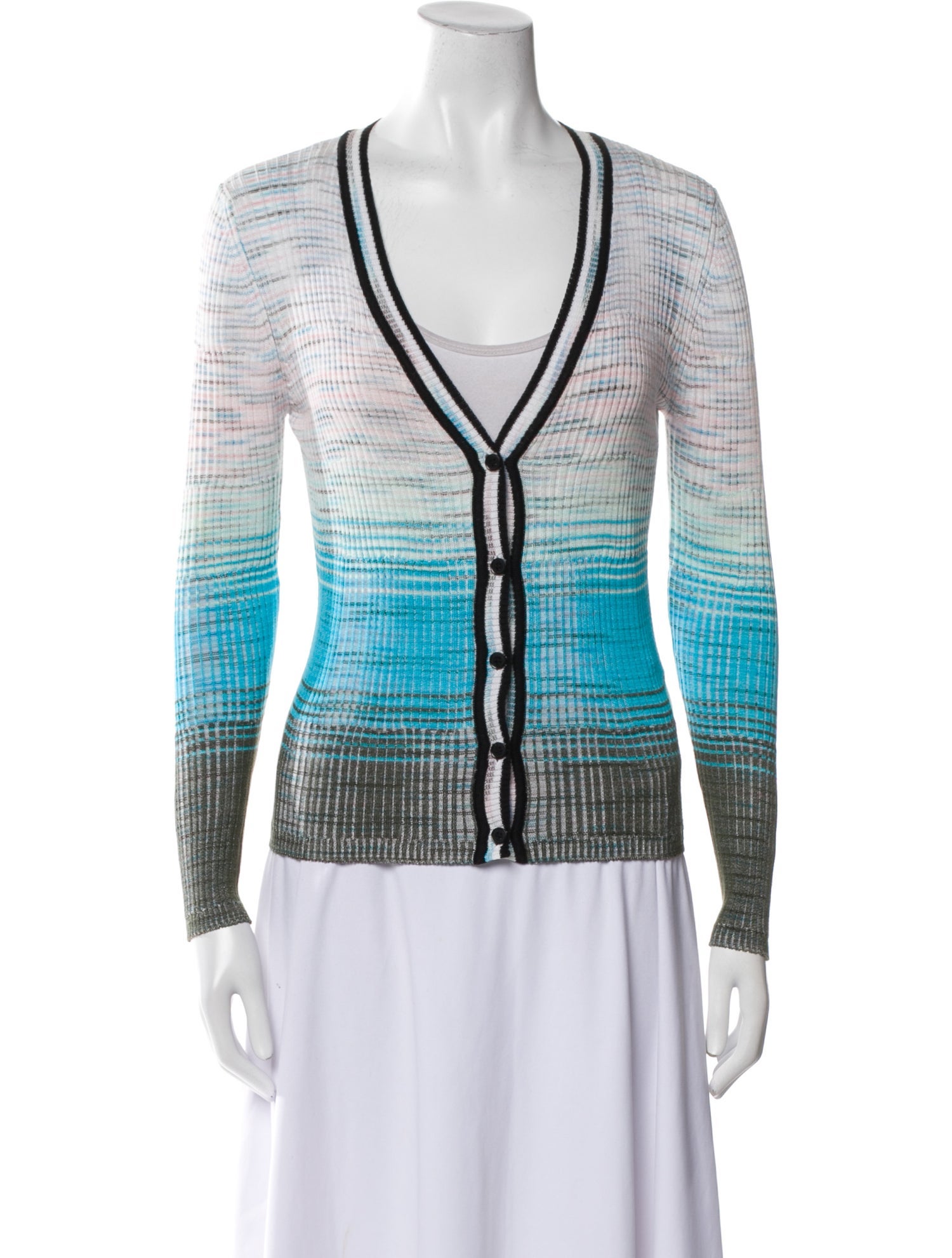 M Missoni Striped V-Neck Sweater