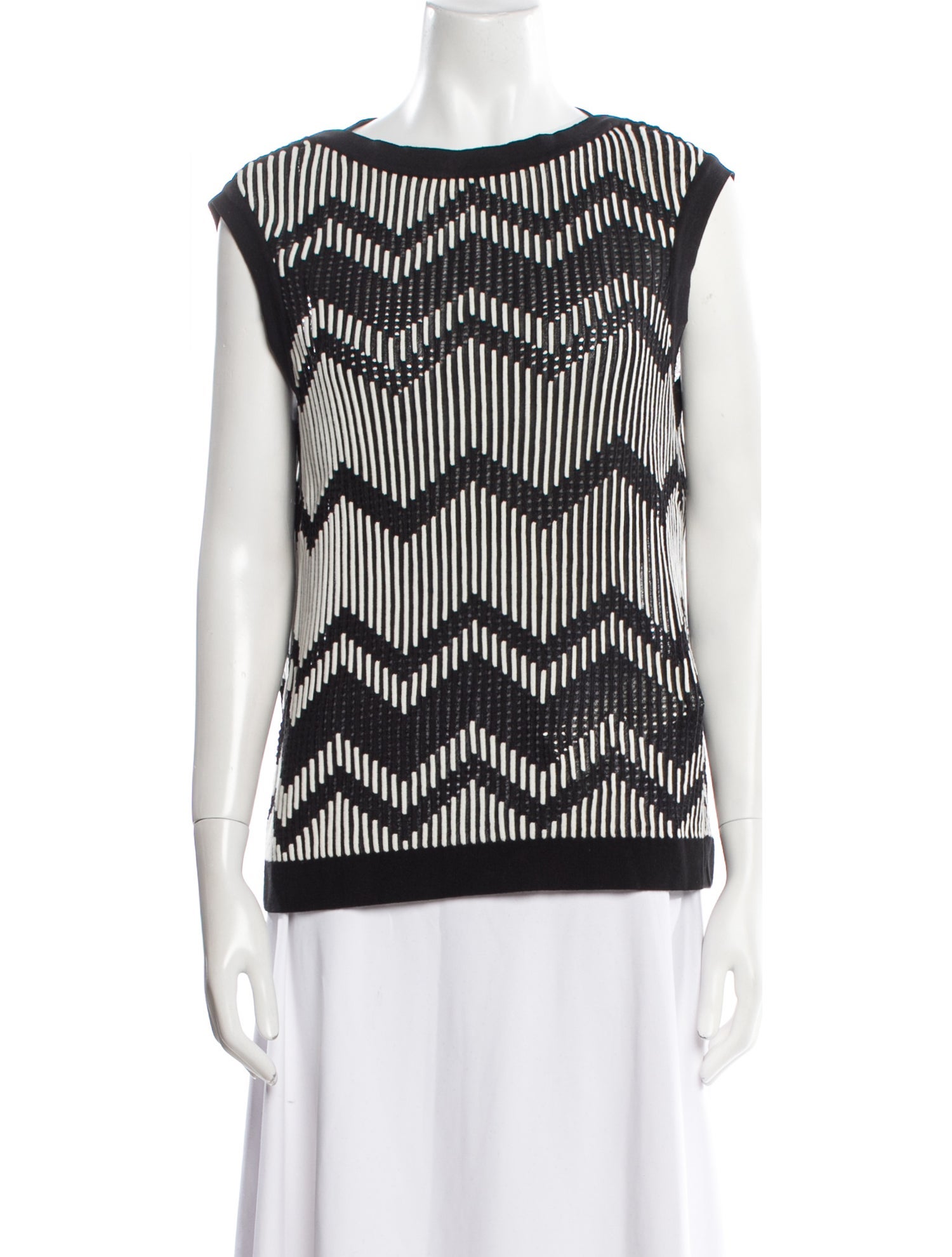 M Missoni Striped Bateau Neckline Top