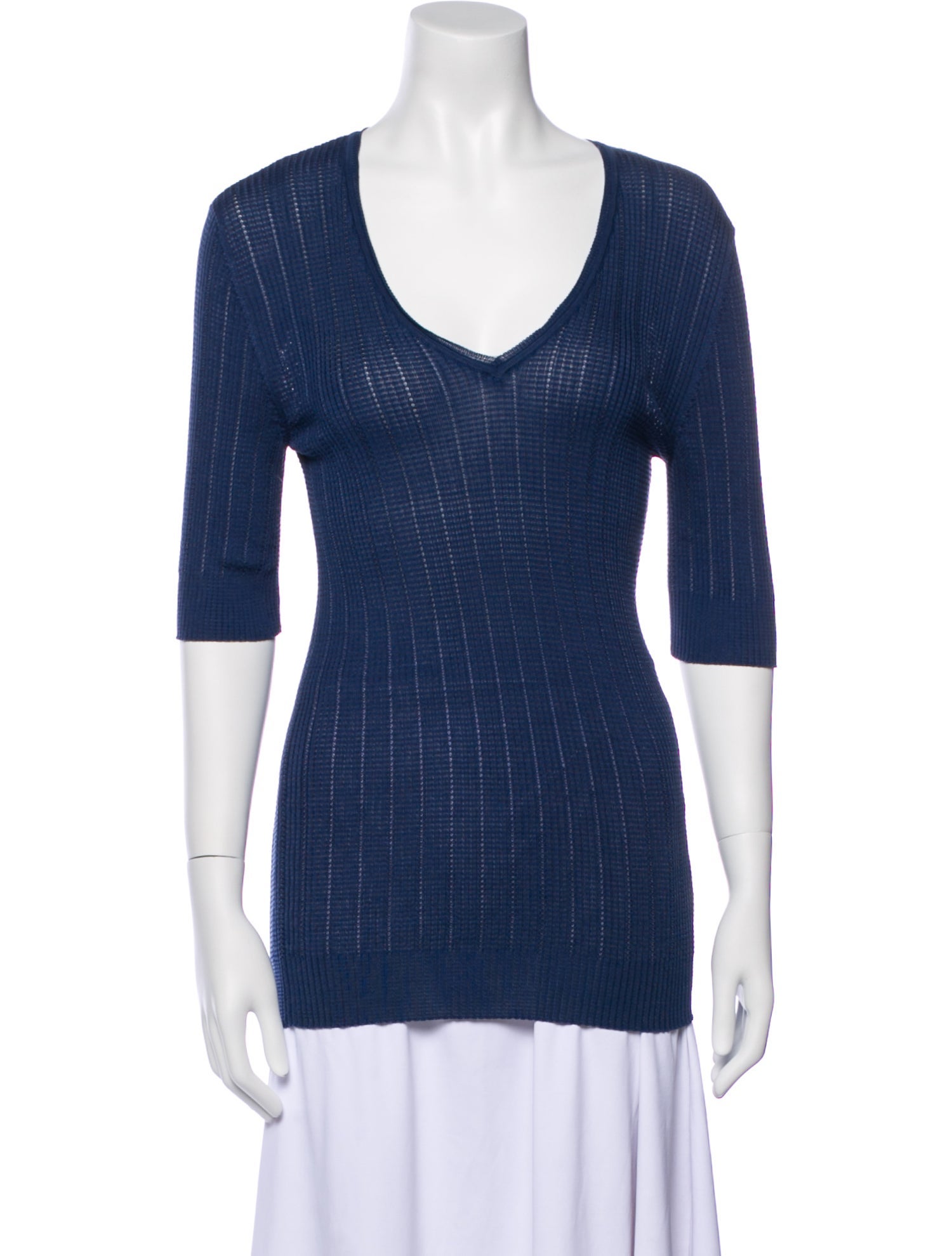 M Missoni V-Neck Three-Quarter Sleeve Top