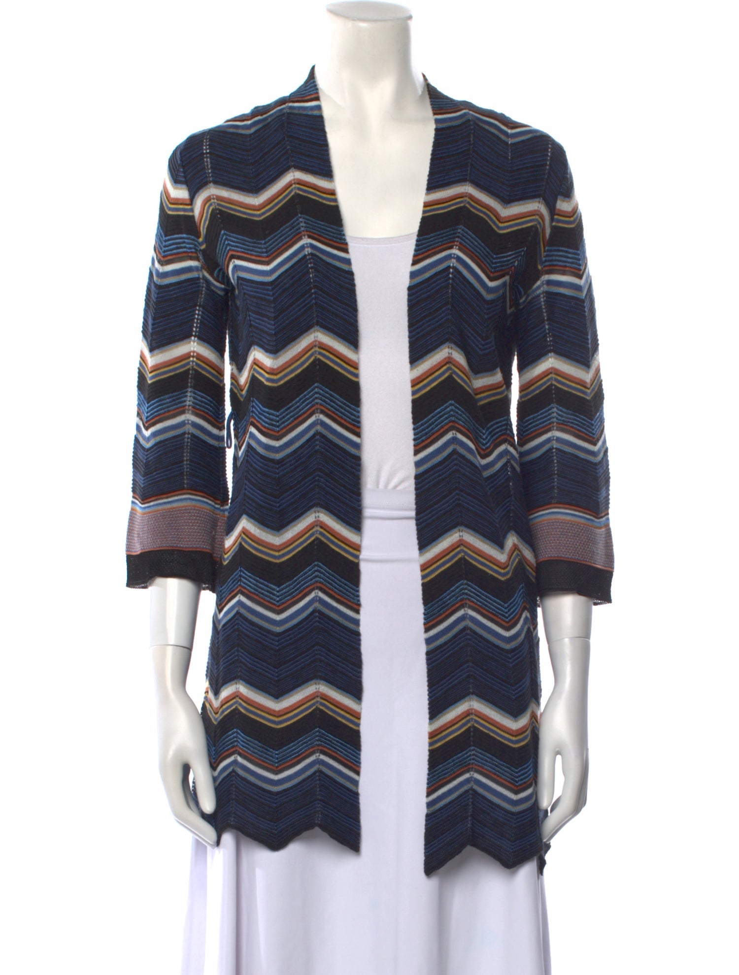 M Missoni Striped Open Front Sweater