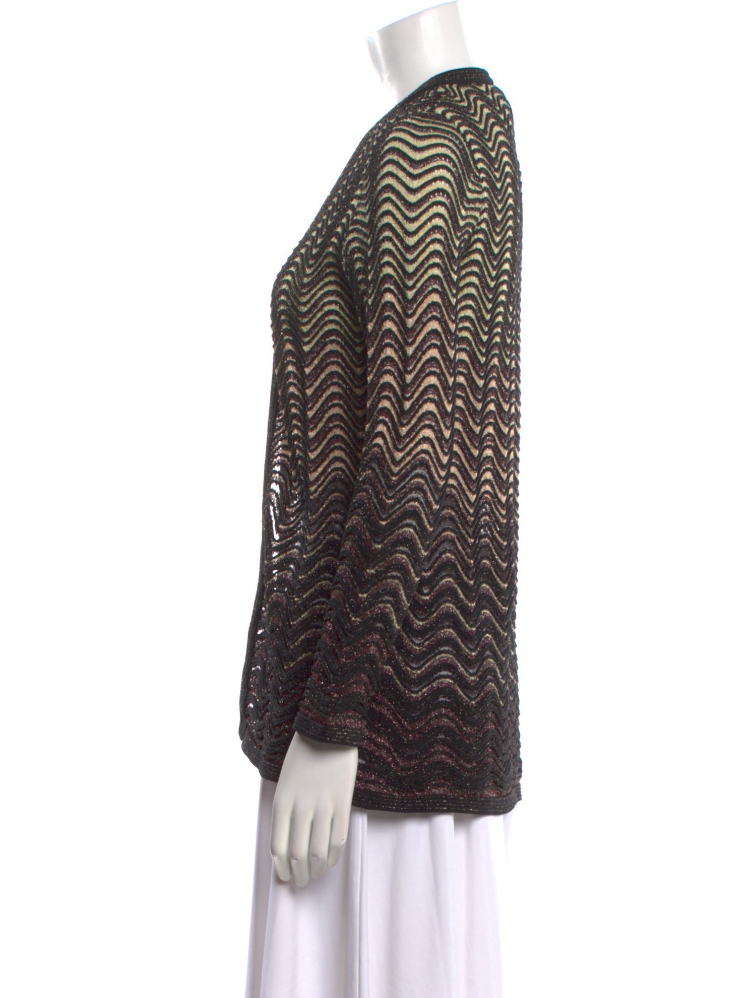 M Missoni Striped Open Front Sweater