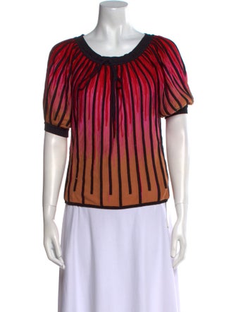 M Missoni Striped Scoop Neck Blouse