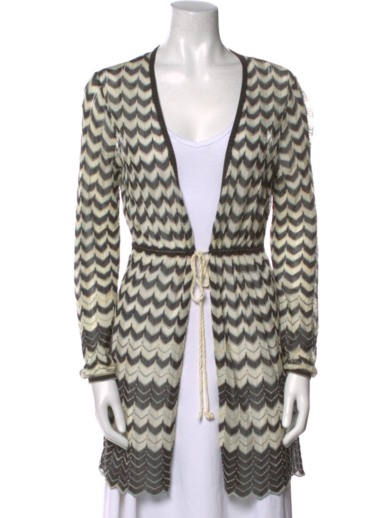 M Missoni Houndstooth Print V-Neck Sweater