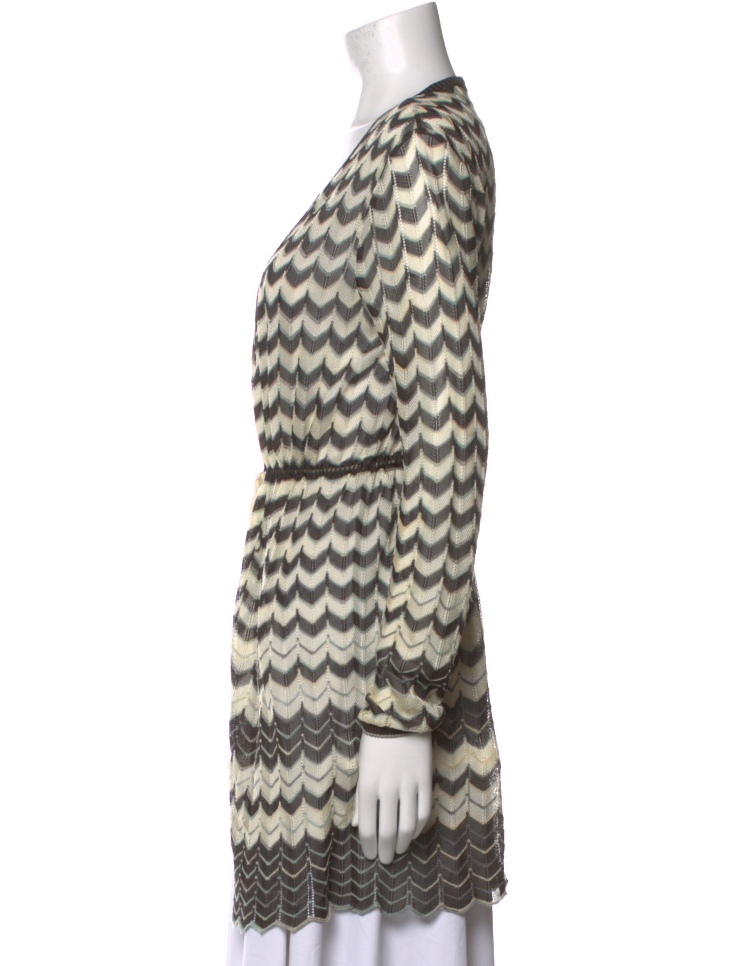 M Missoni Houndstooth Print V-Neck Sweater