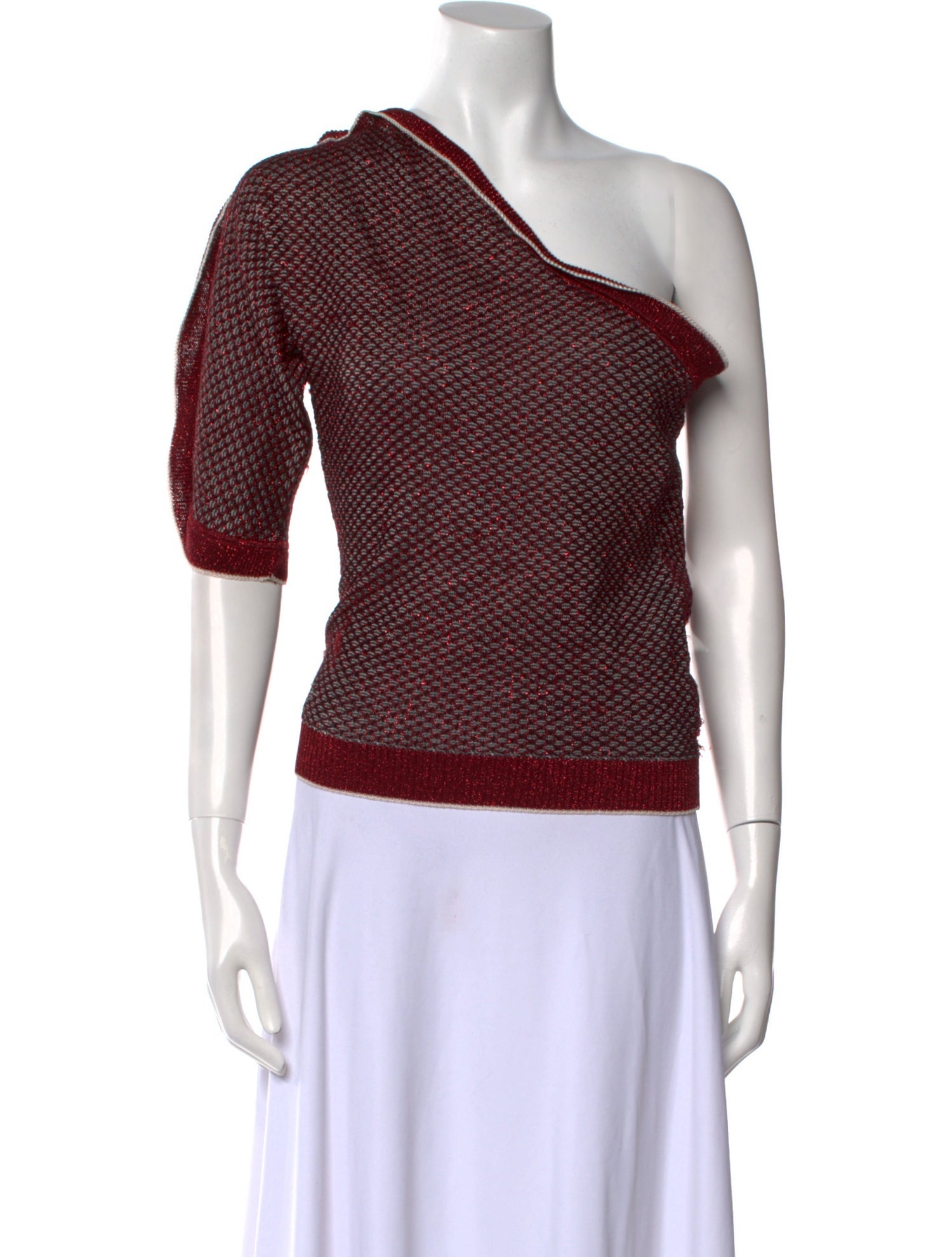 M Missoni One-Shoulder Short Sleeve Crop Top