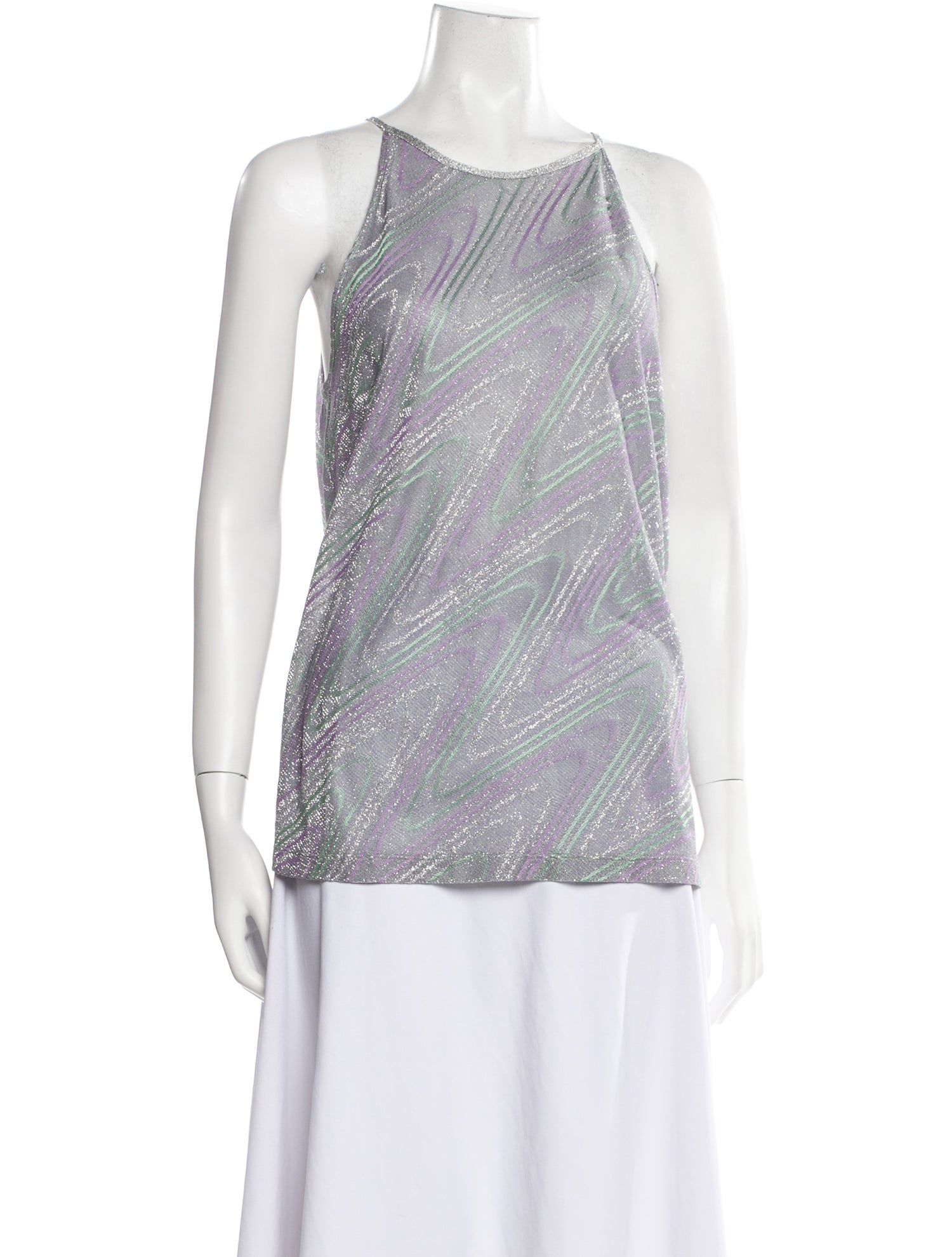 M Missoni Printed Bateau Neckline Top