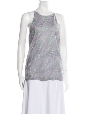 M Missoni Printed Bateau Neckline Top