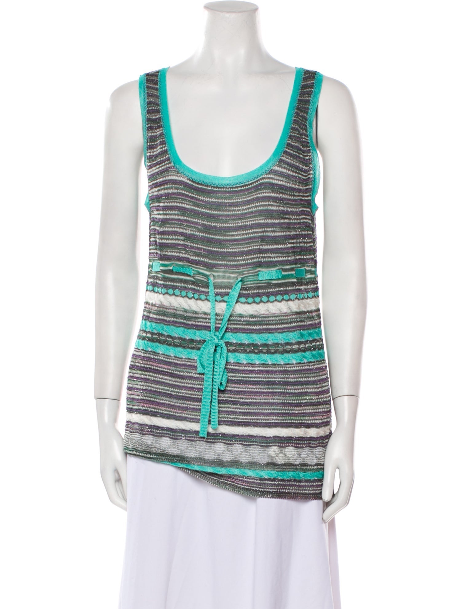 M Missoni Striped Scoop Neck Top