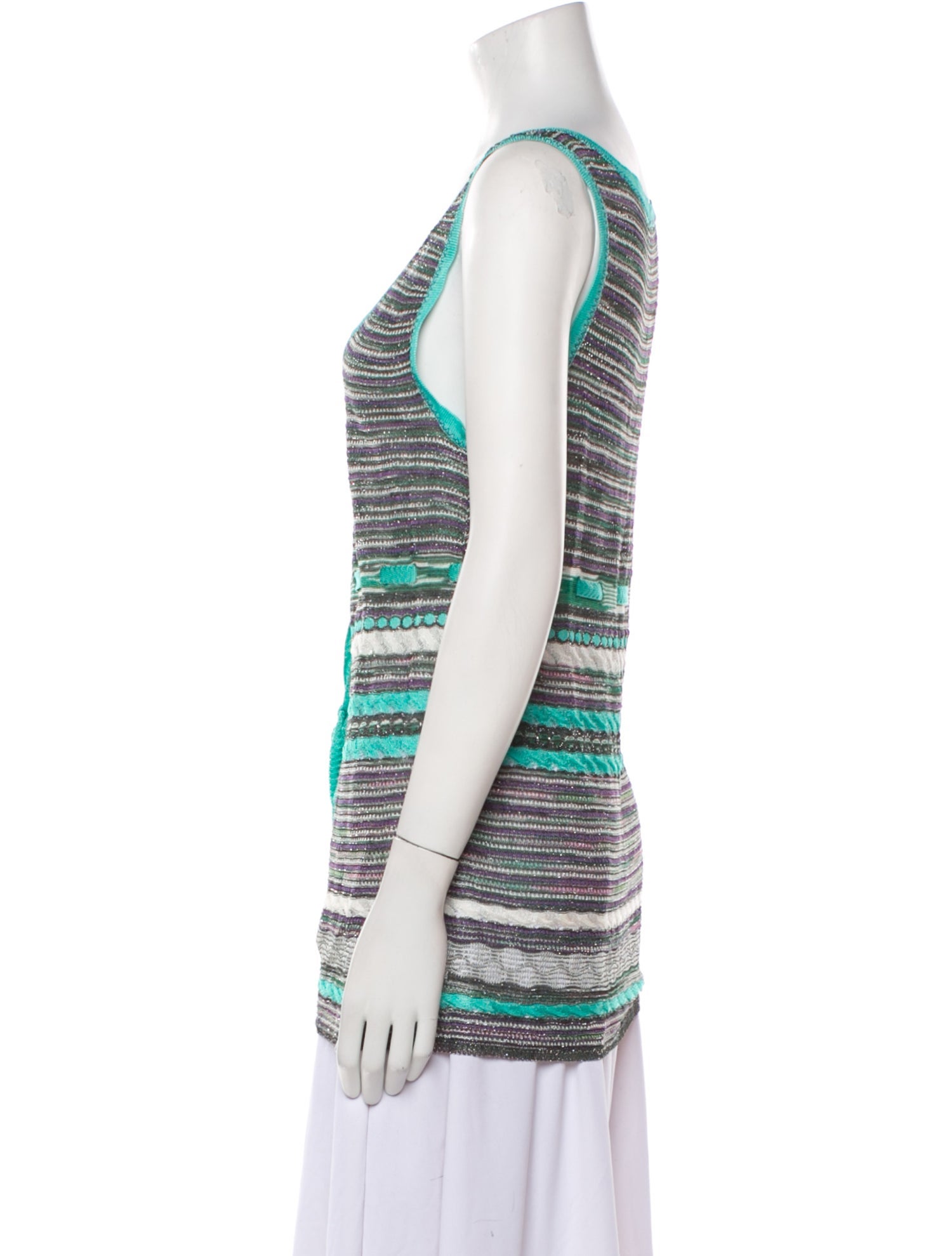 M Missoni Striped Scoop Neck Top