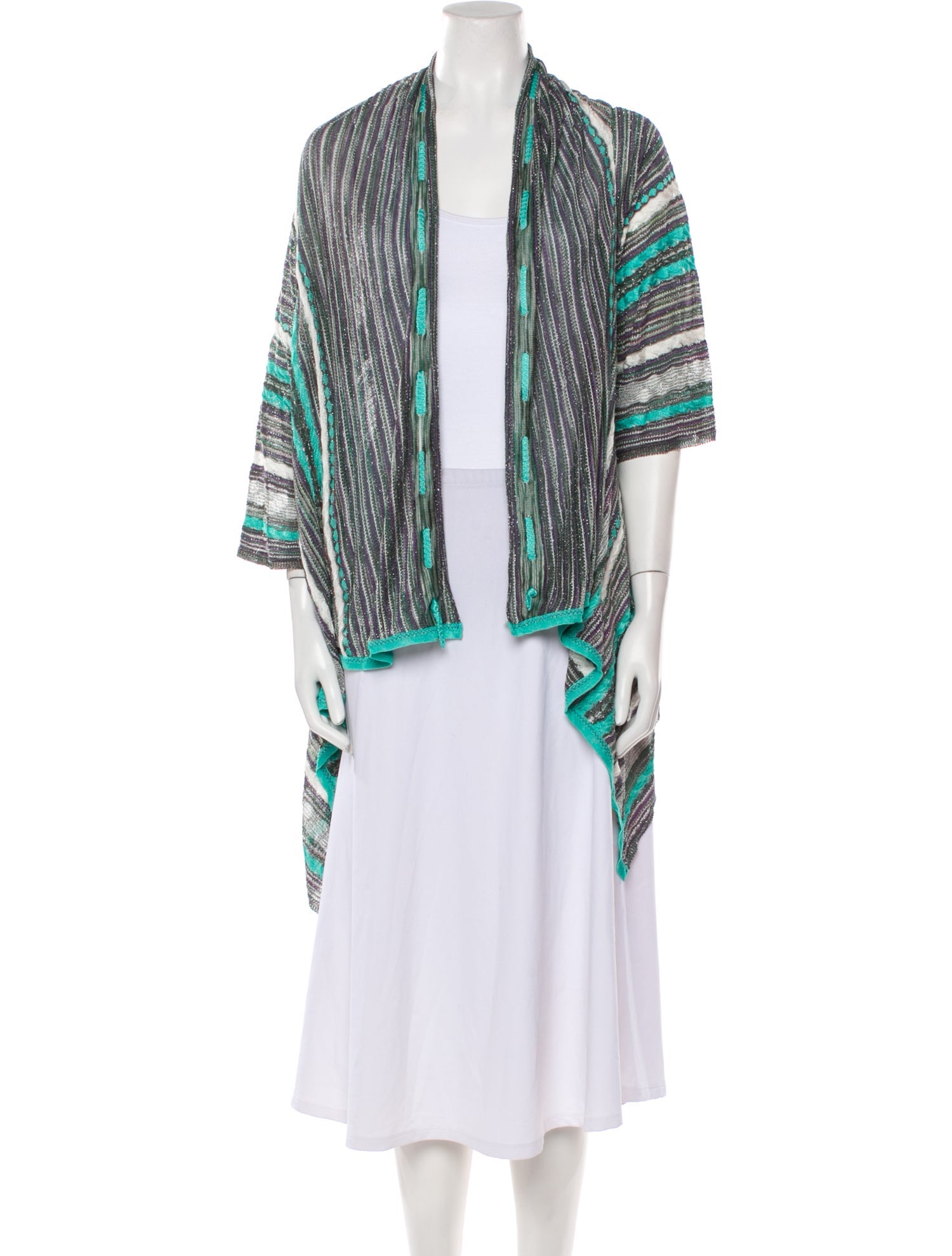 M Missoni Striped Open Front Sweater