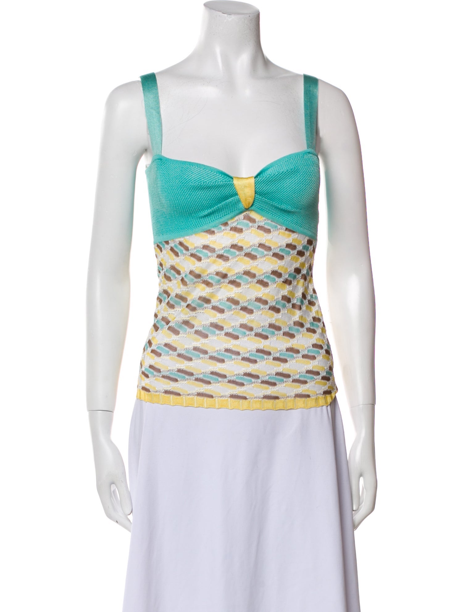 M Missoni Printed Square Neckline Top