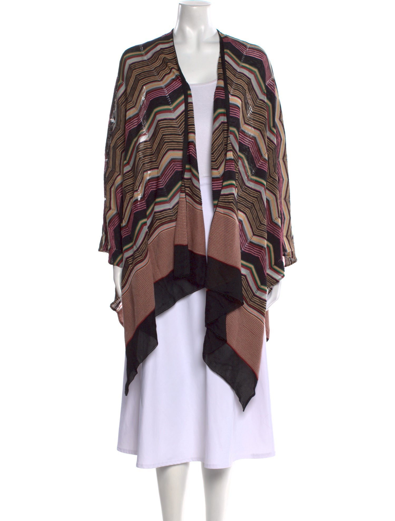 M Missoni Striped Open Front Sweater