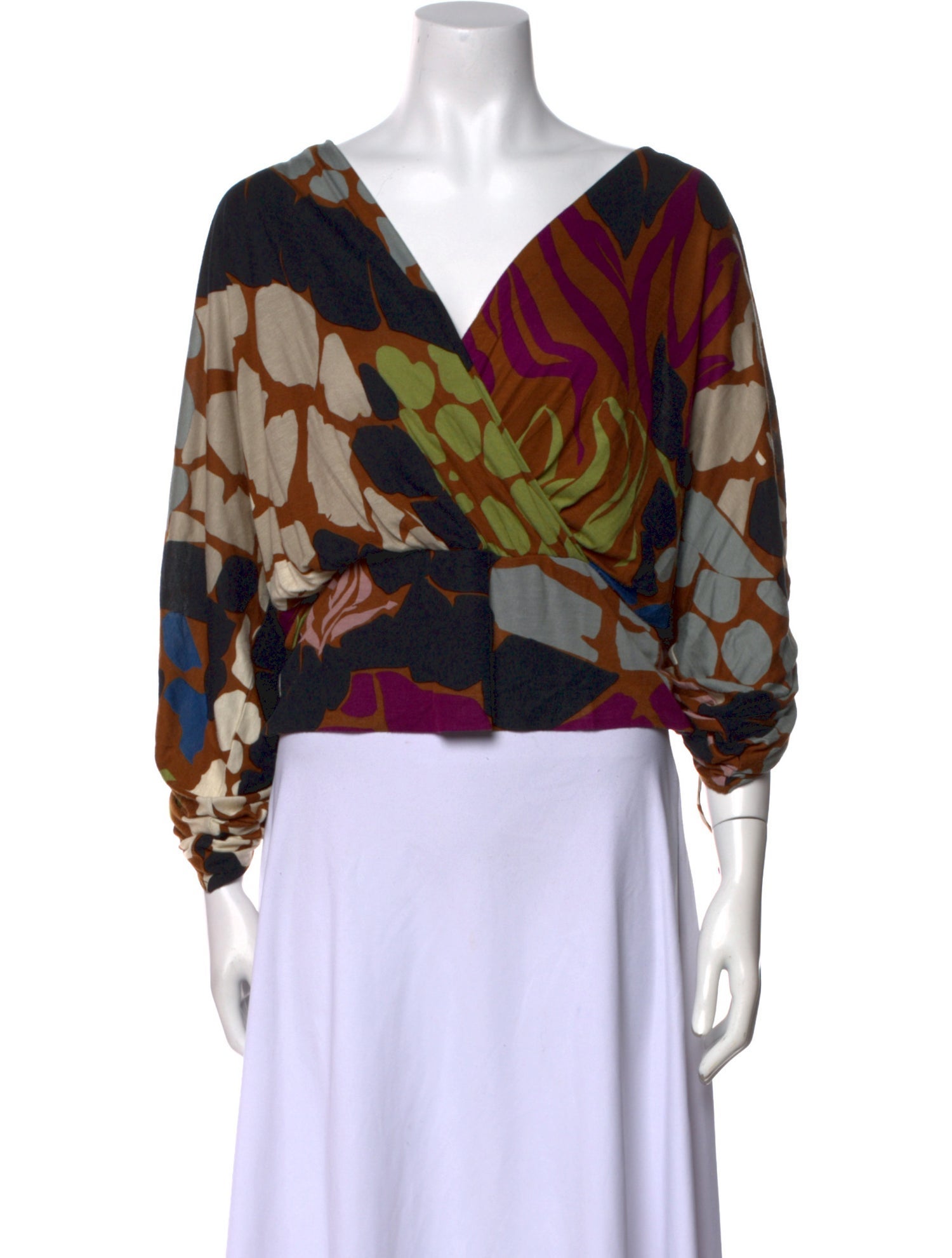 M Missoni Printed V-Neck Blouse