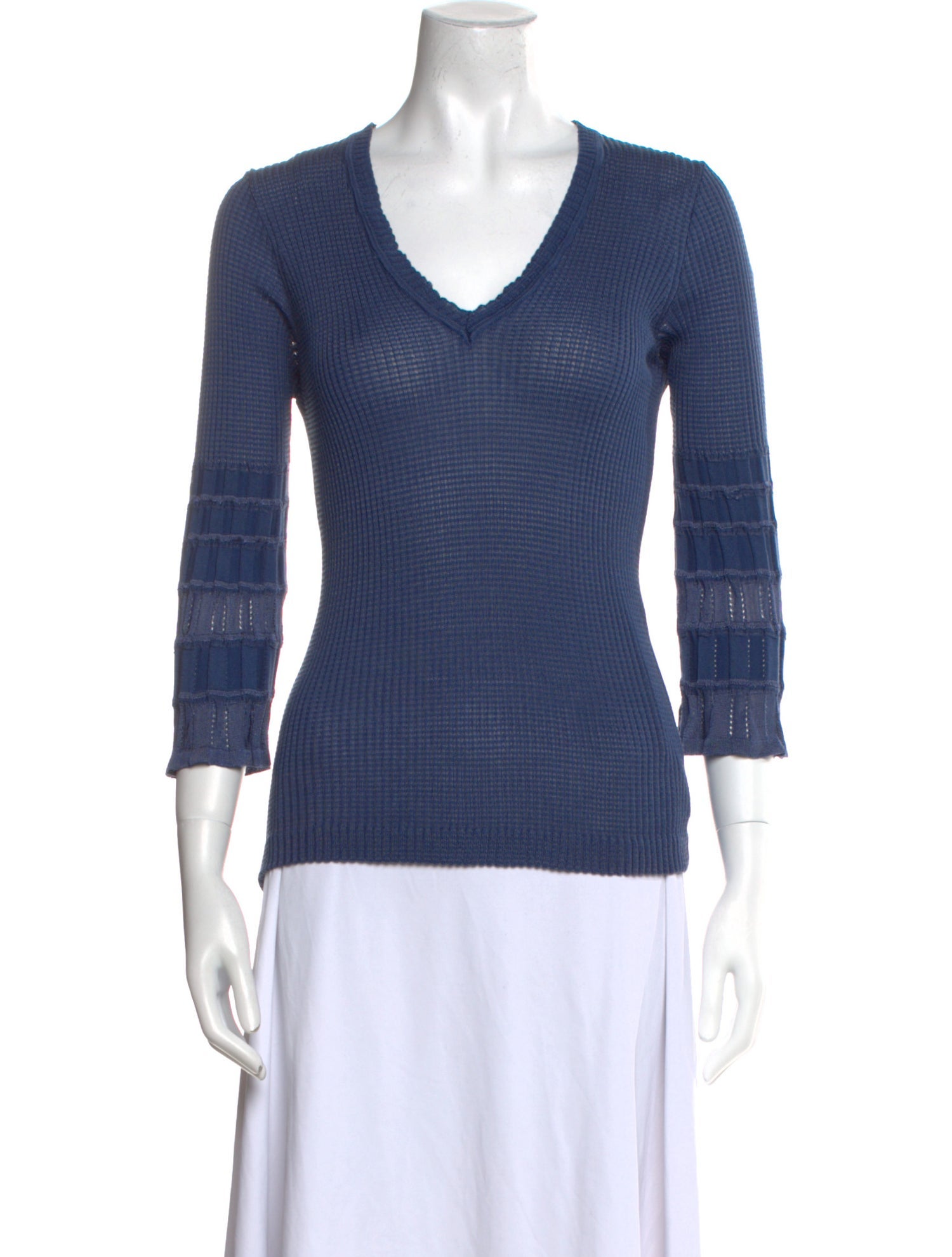 M Missoni V-Neck Three-Quarter Sleeve Top