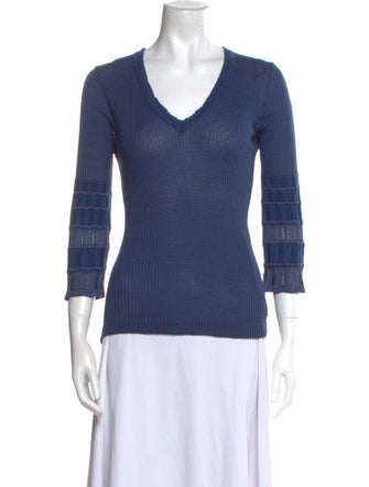 M Missoni V-Neck Three-Quarter Sleeve Top