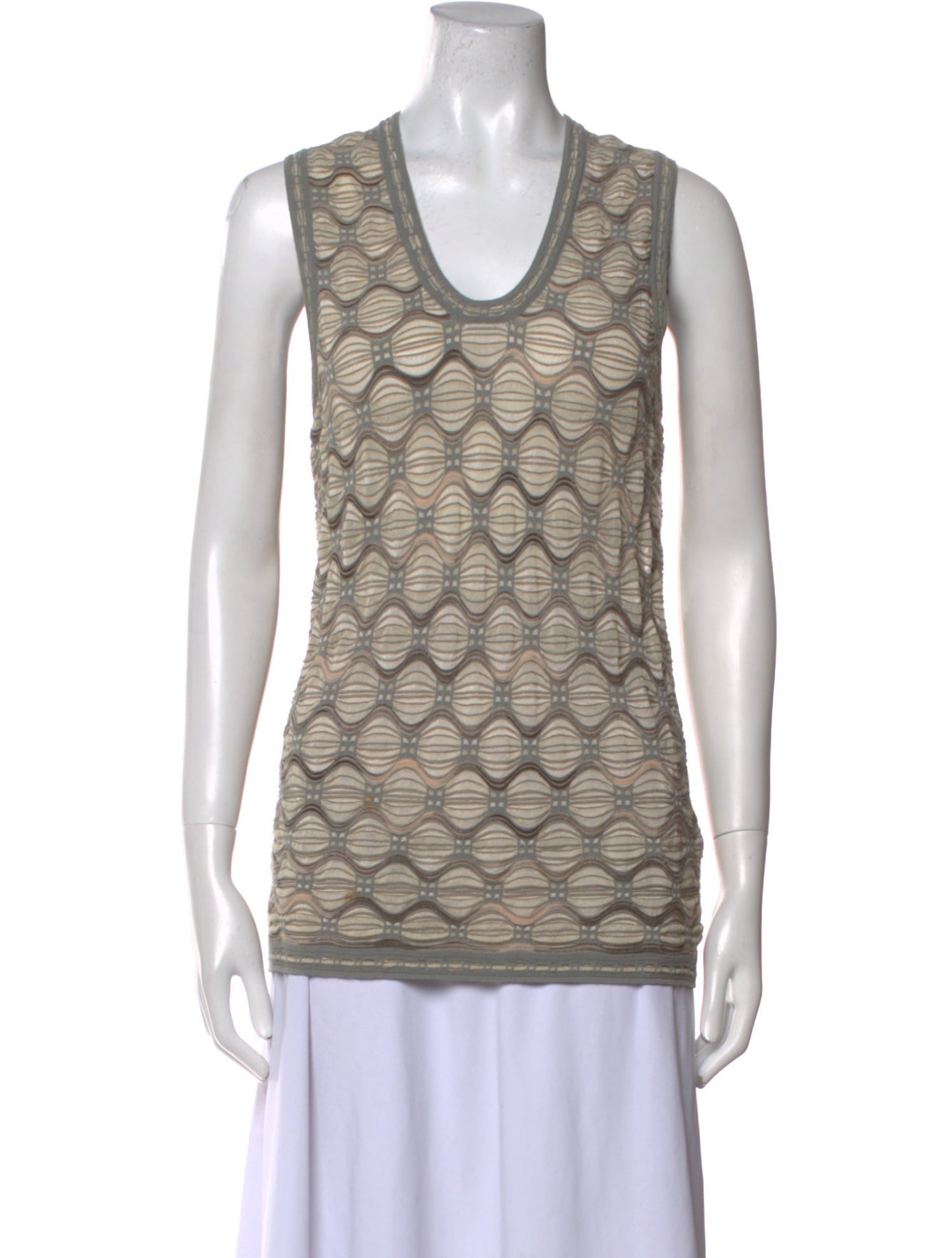 M Missoni Printed Scoop Neck Top