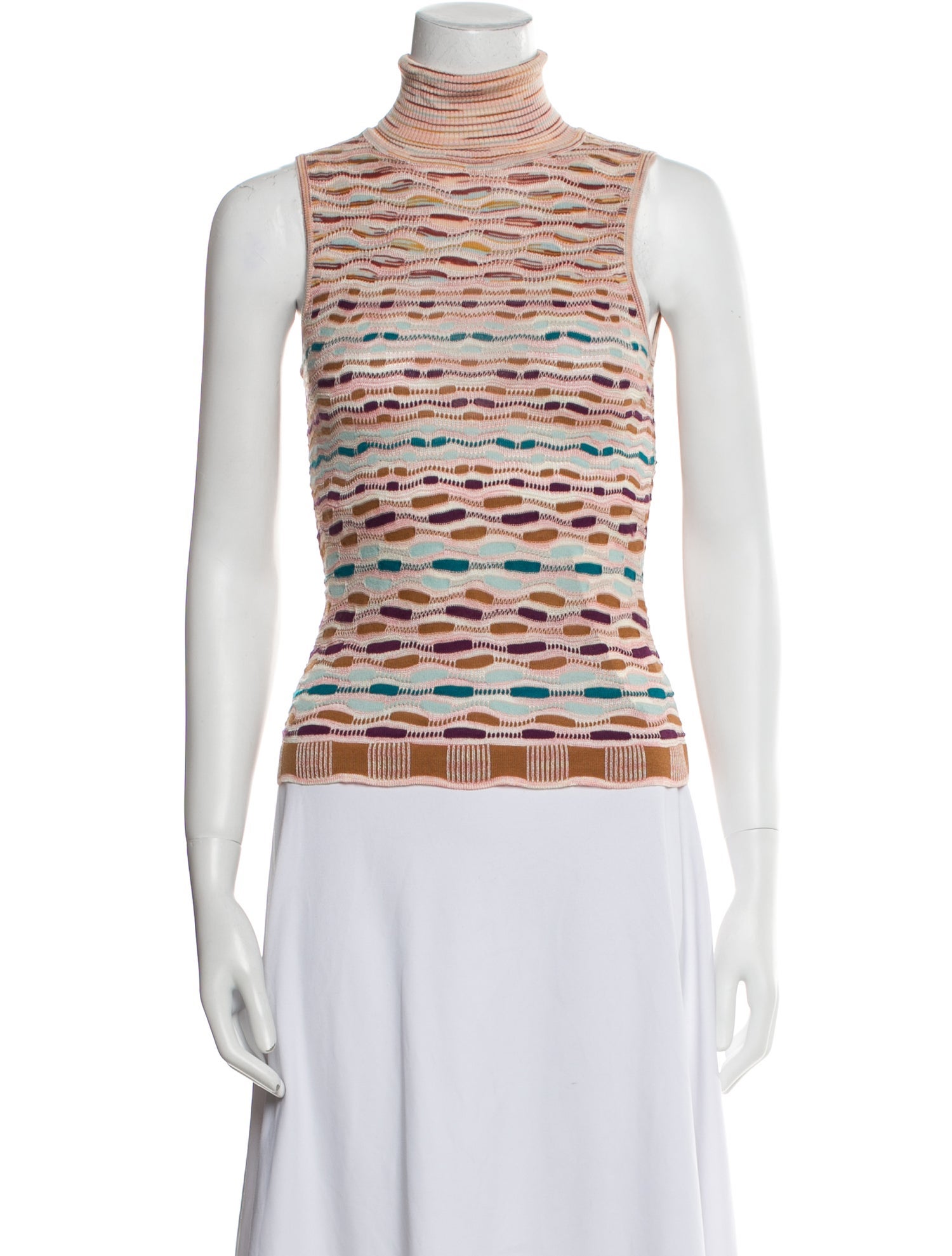 M Missoni Printed Turtleneck Top