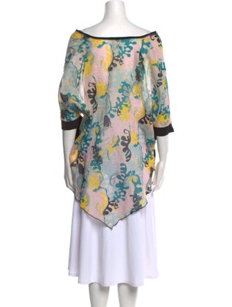 M Missoni Printed Bateau Neckline Blouse