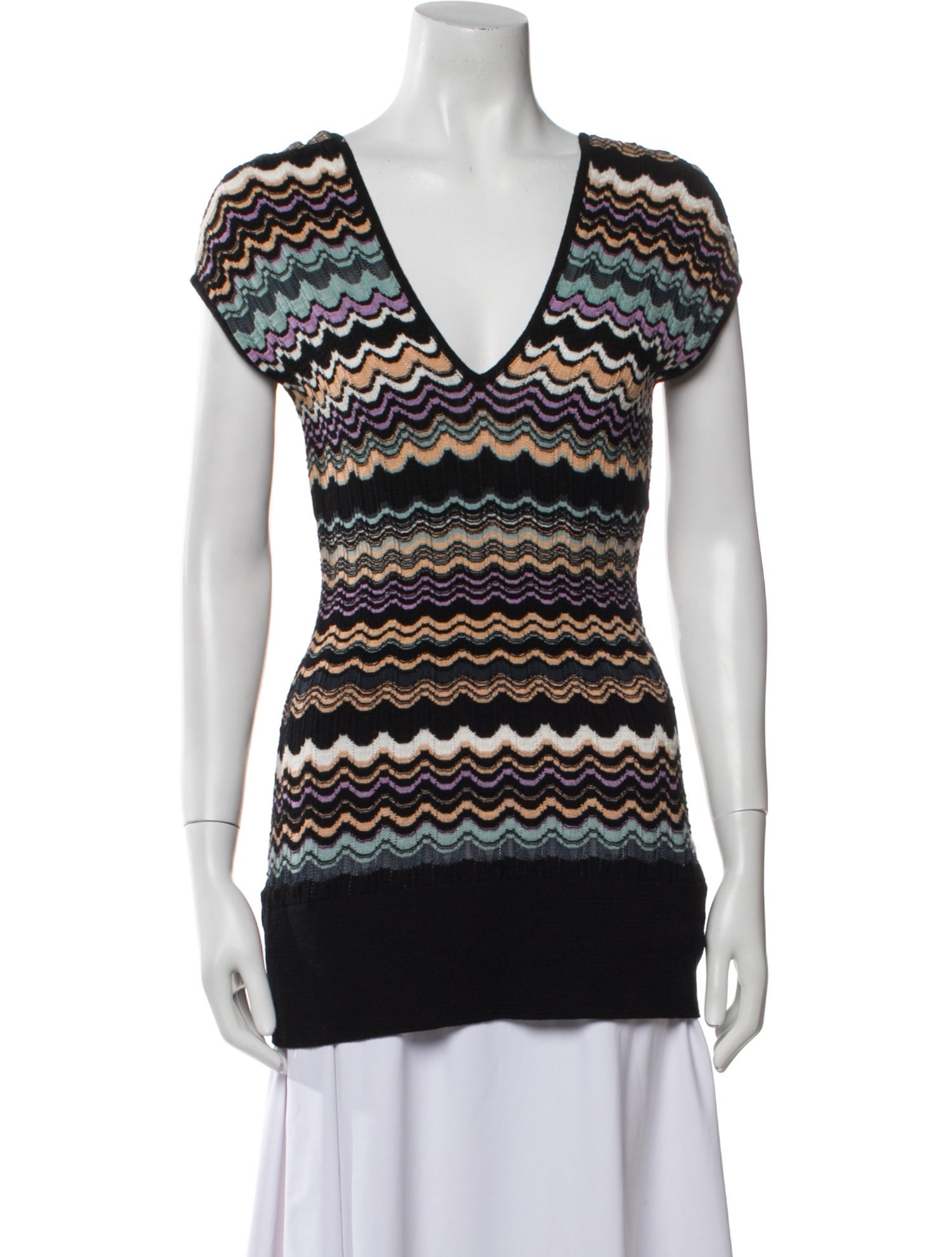 M Missoni Striped V-Neck Sweater