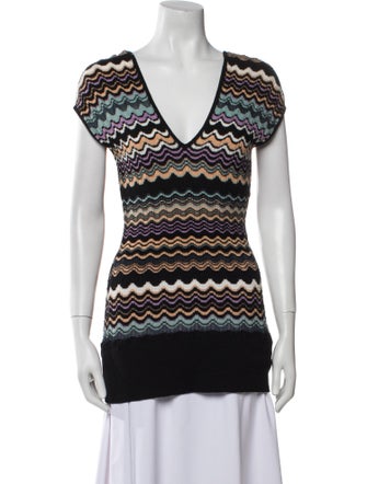 M Missoni Striped V-Neck Sweater