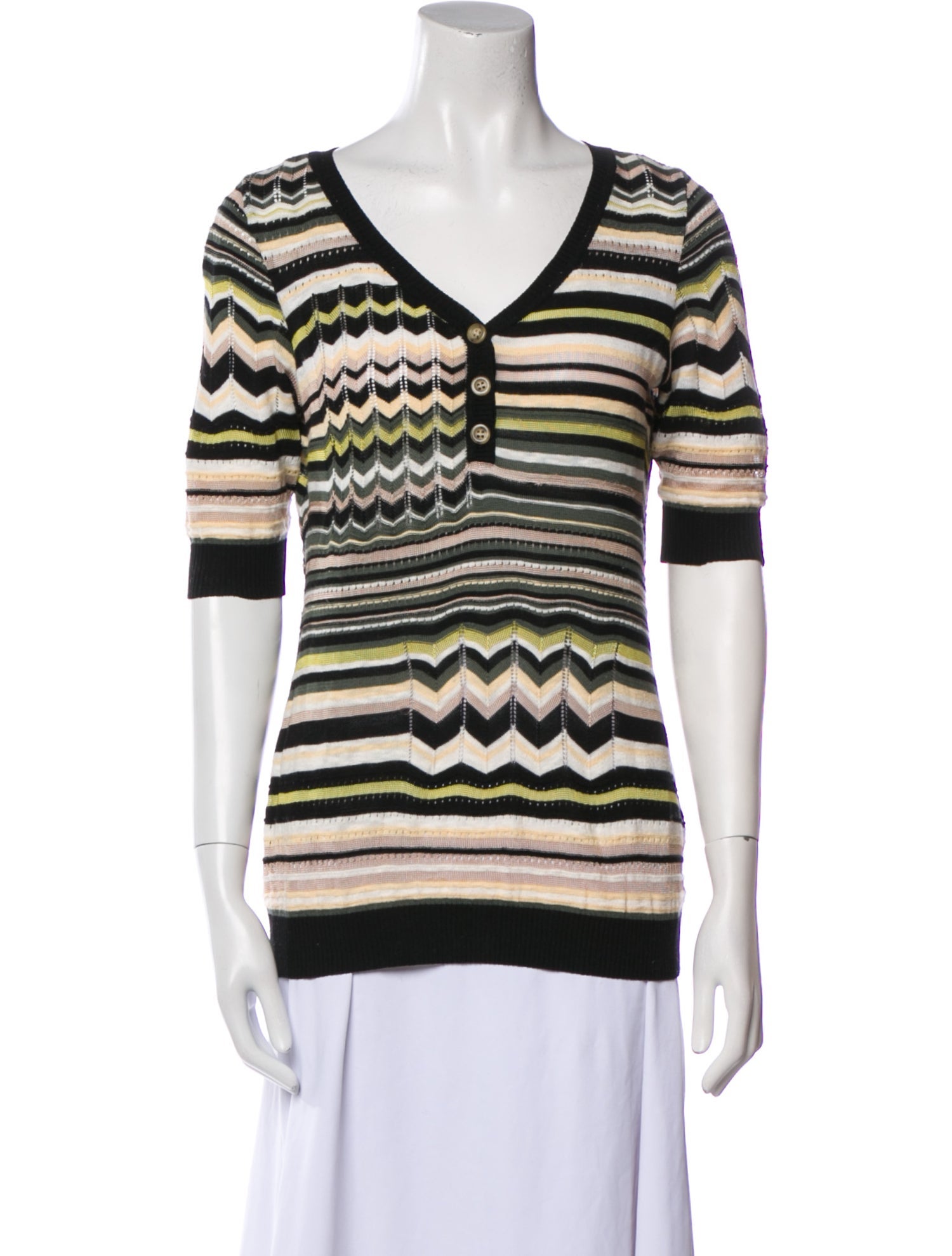 M Missoni Striped V-Neck Top