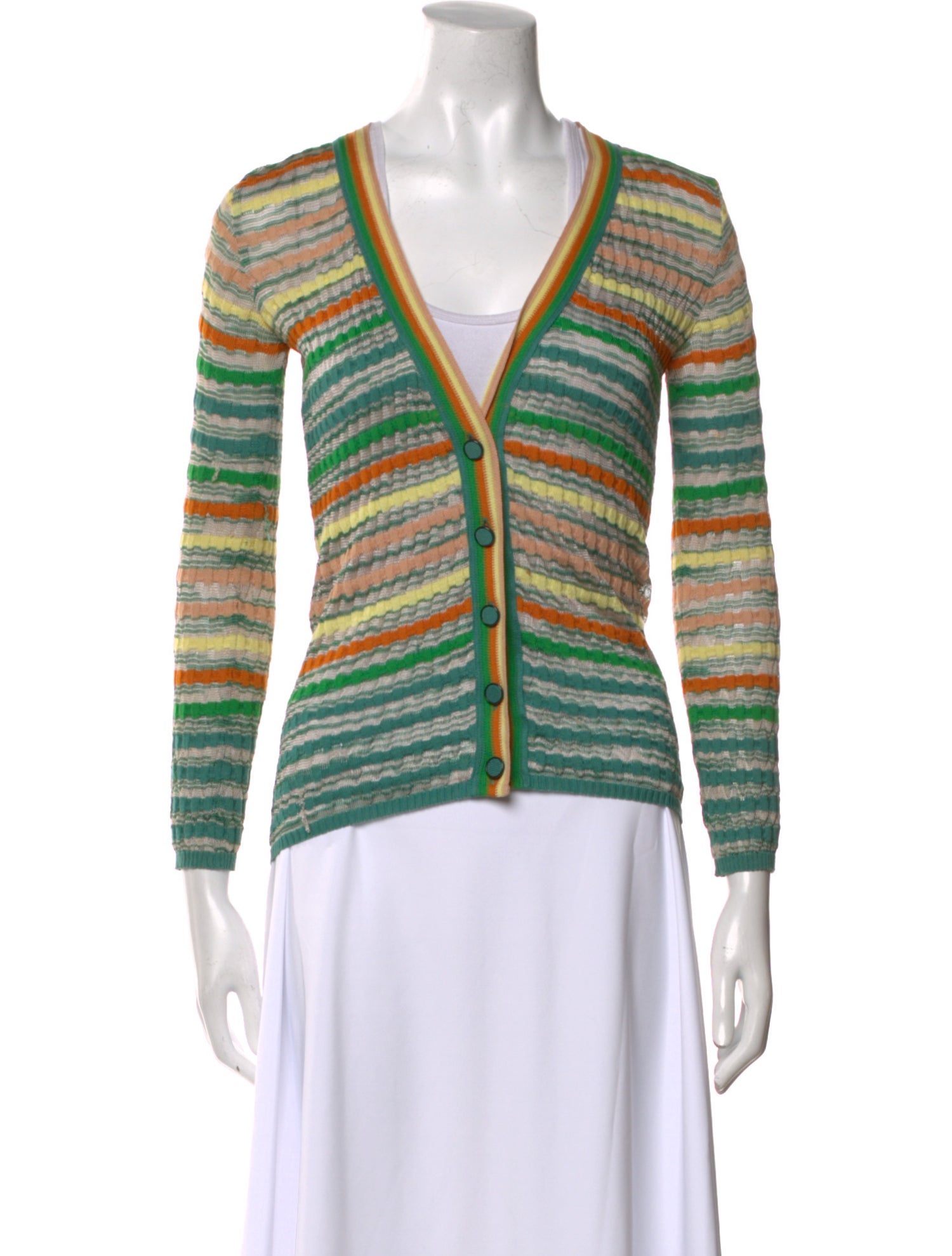 M Missoni Striped V-Neck Sweater