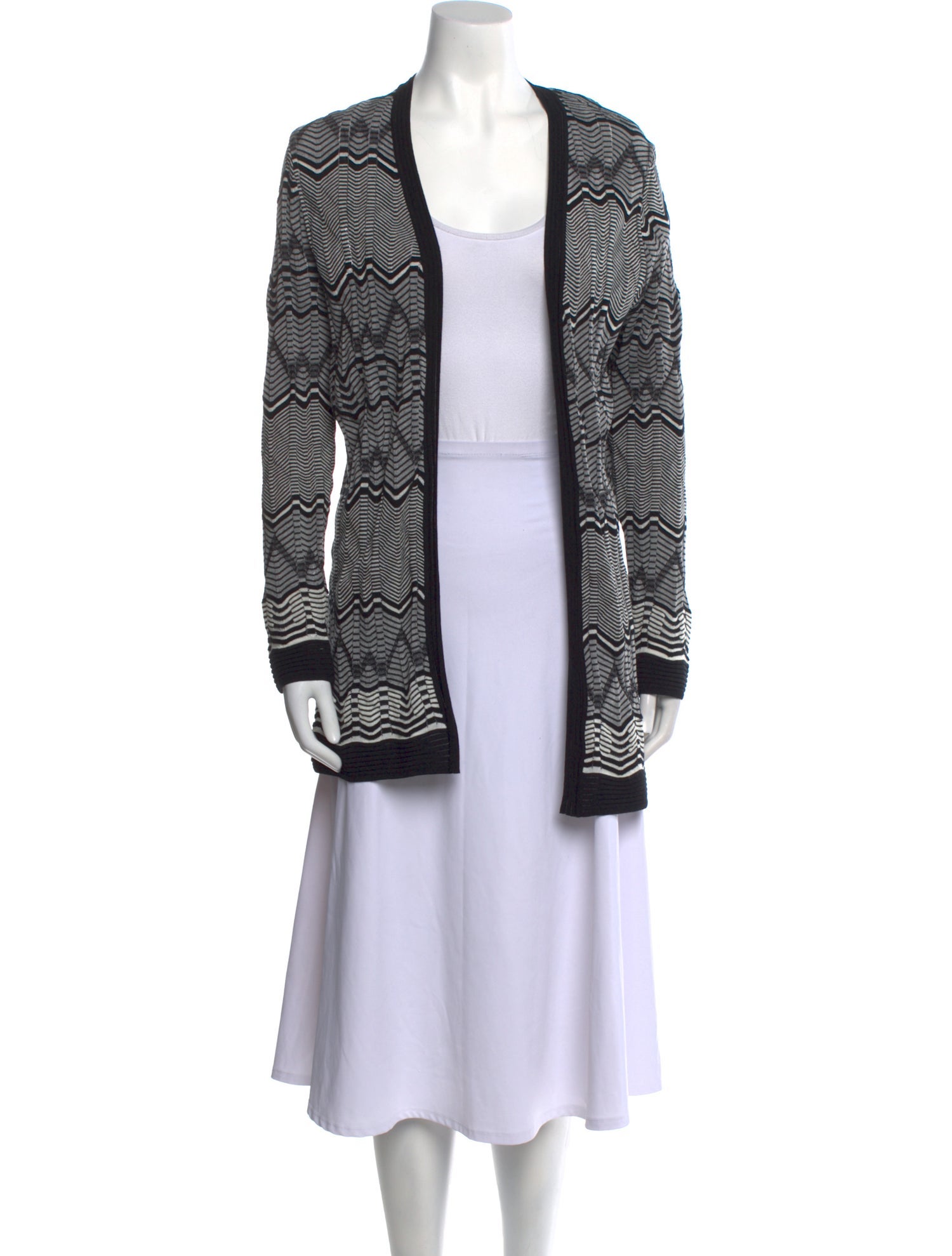 M Missoni Striped Open Front Sweater