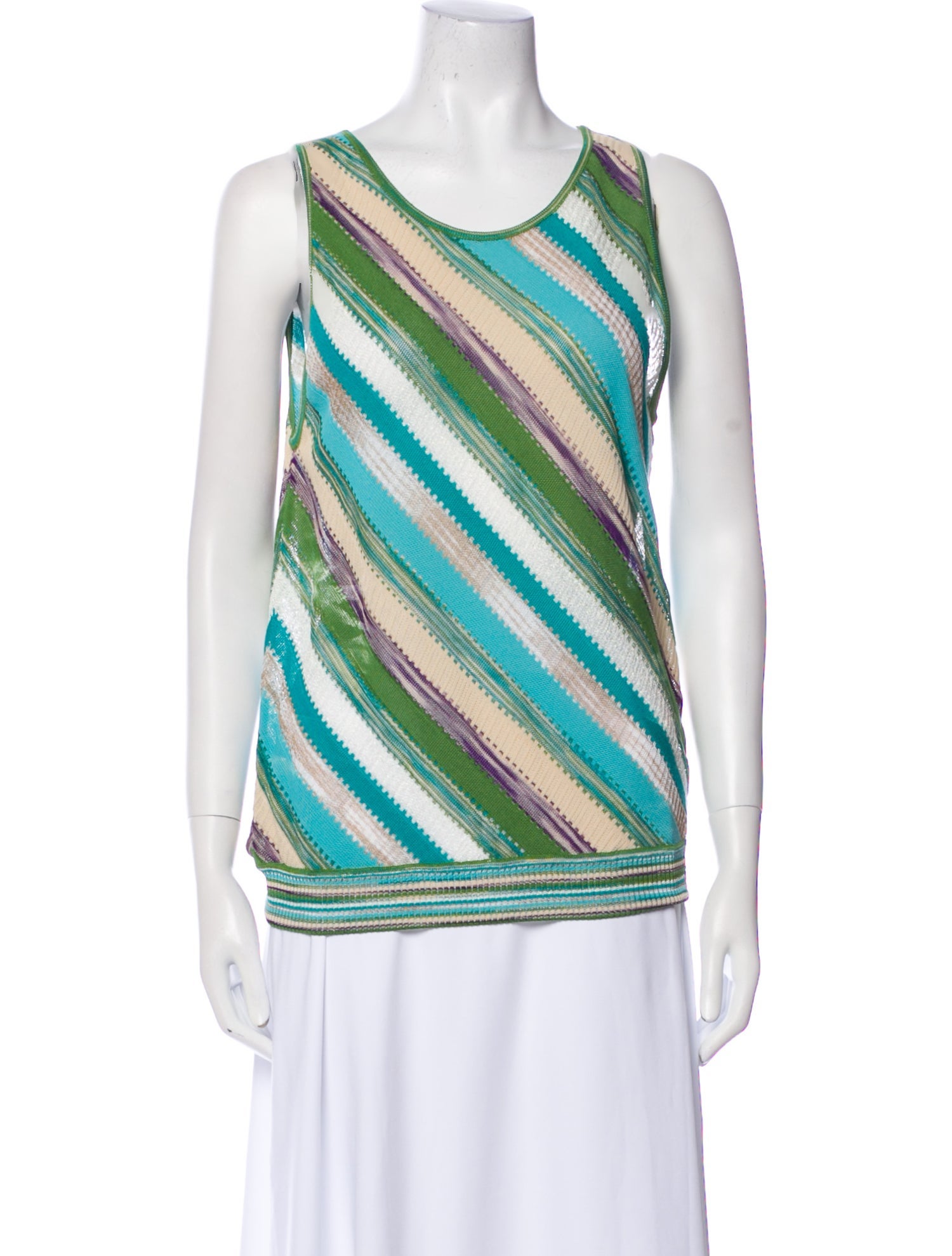 M Missoni Striped Scoop Neck Top