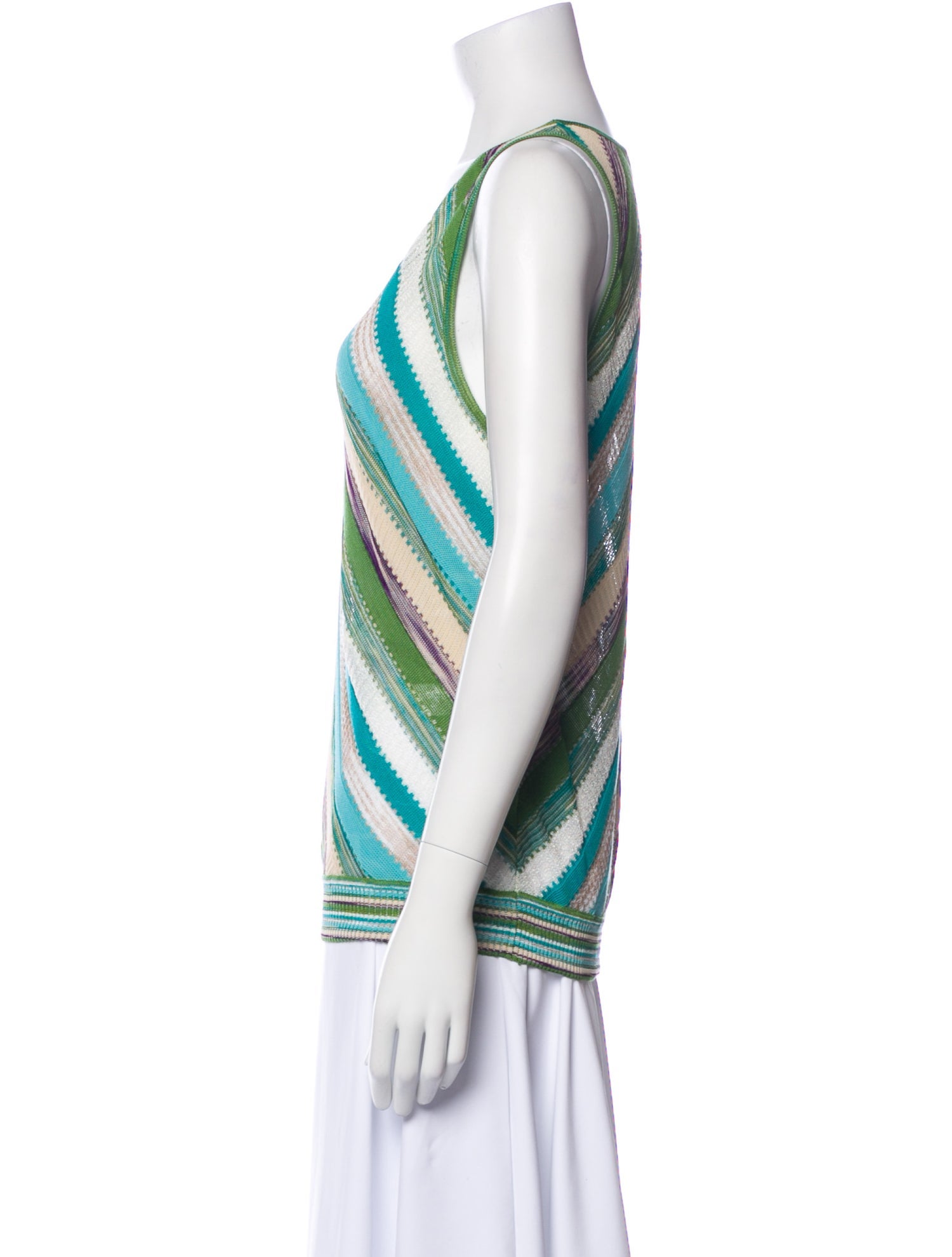 M Missoni Striped Scoop Neck Top