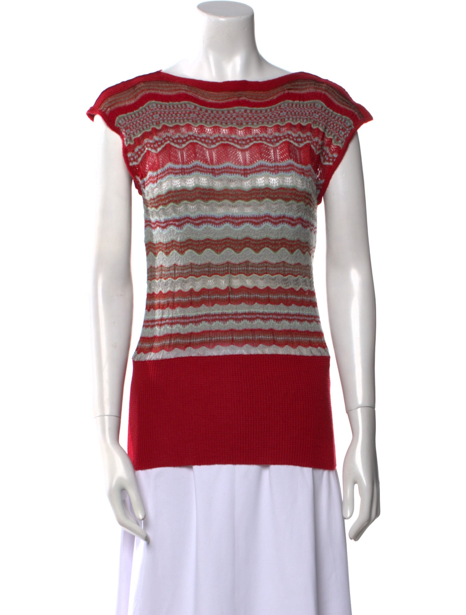 M Missoni Striped Bateau Neckline Sweater