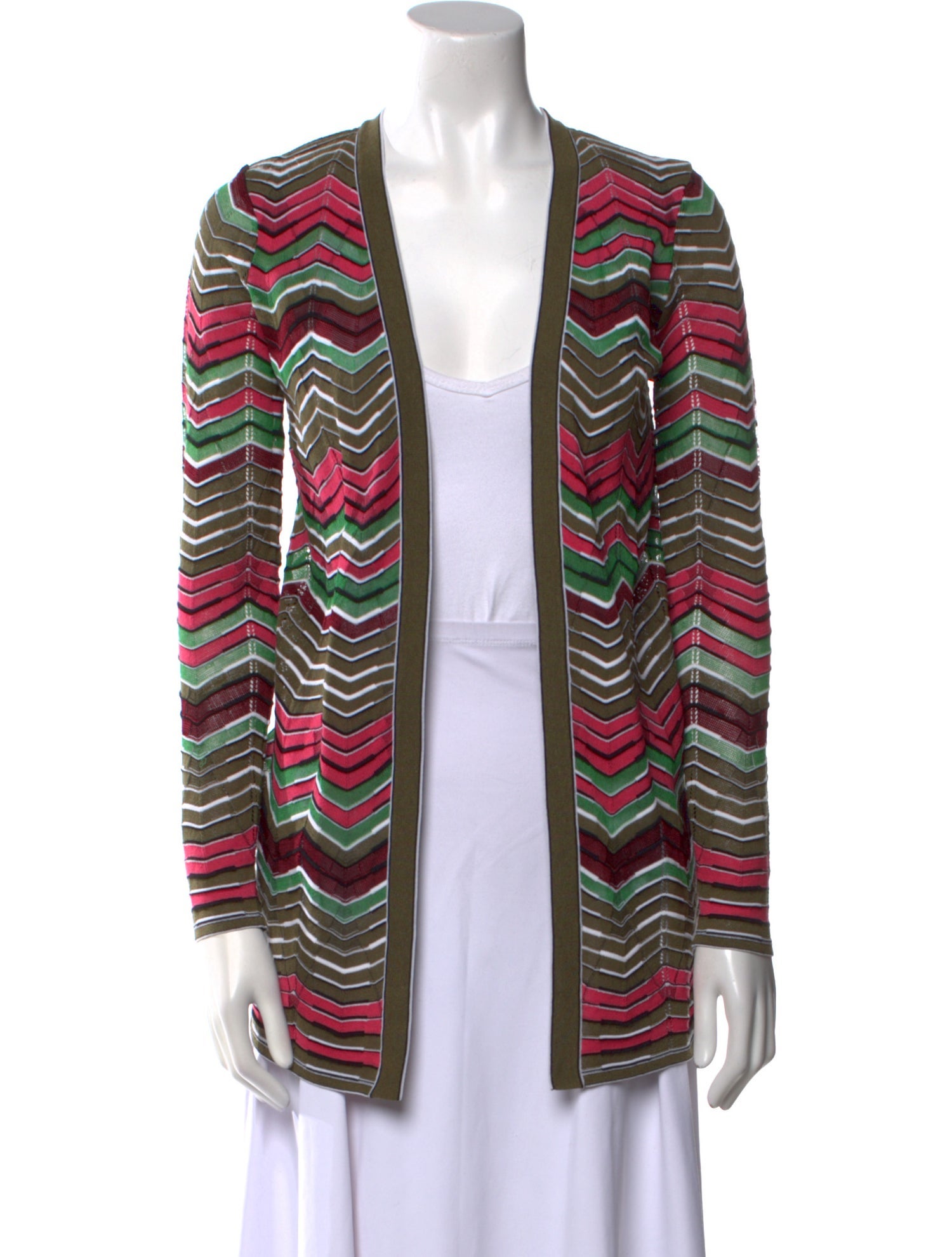 M Missoni Striped Open Front Sweater