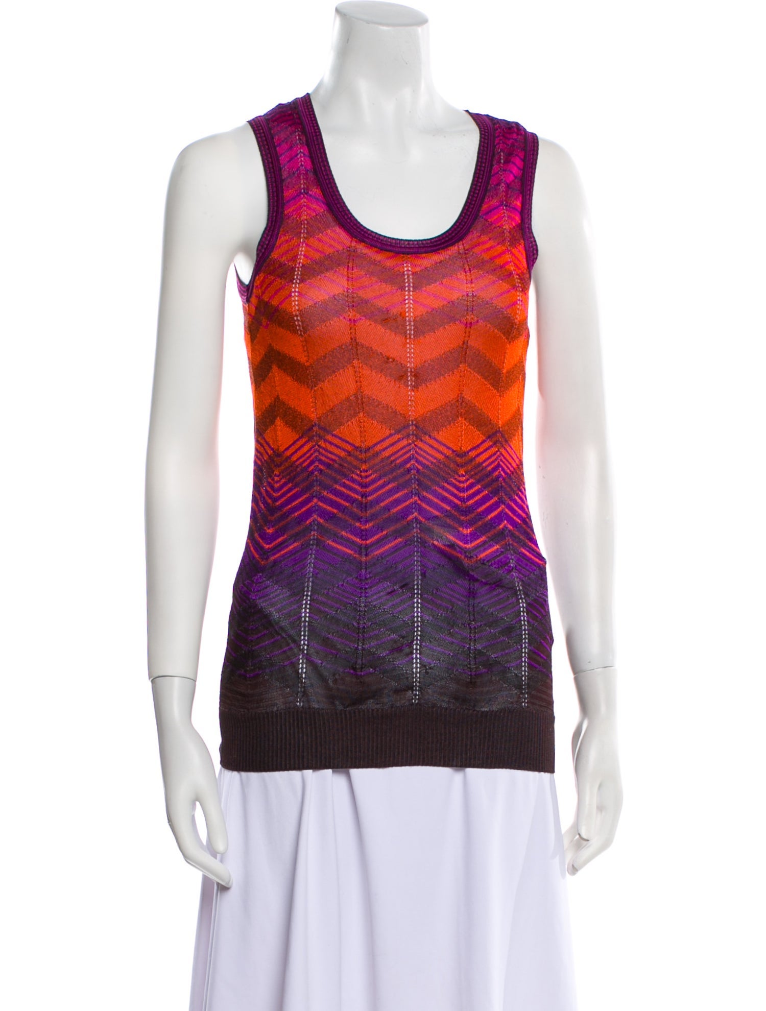 M Missoni Striped Scoop Neck Sweater