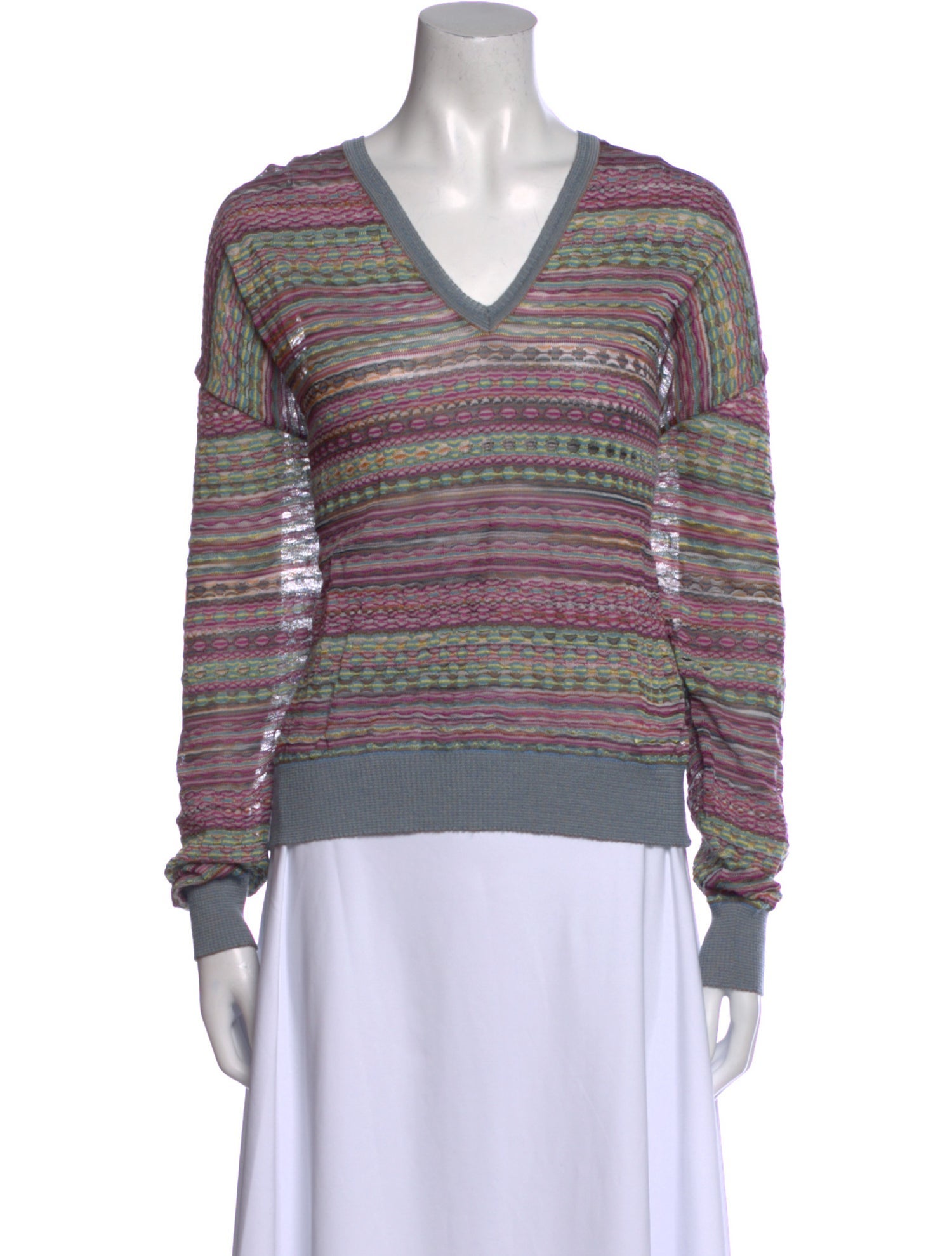 M Missoni Striped V-Neck Top w/ Tags