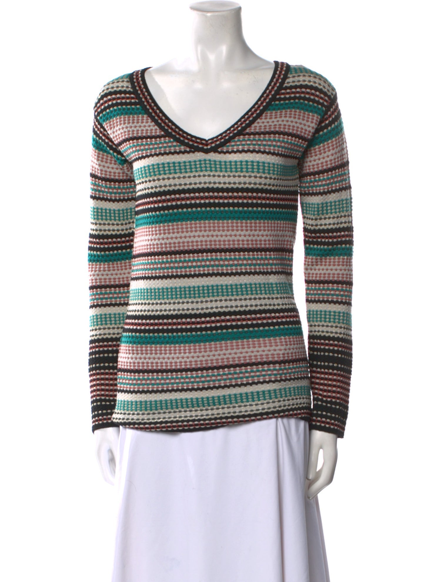 M Missoni Striped V-Neck Sweater