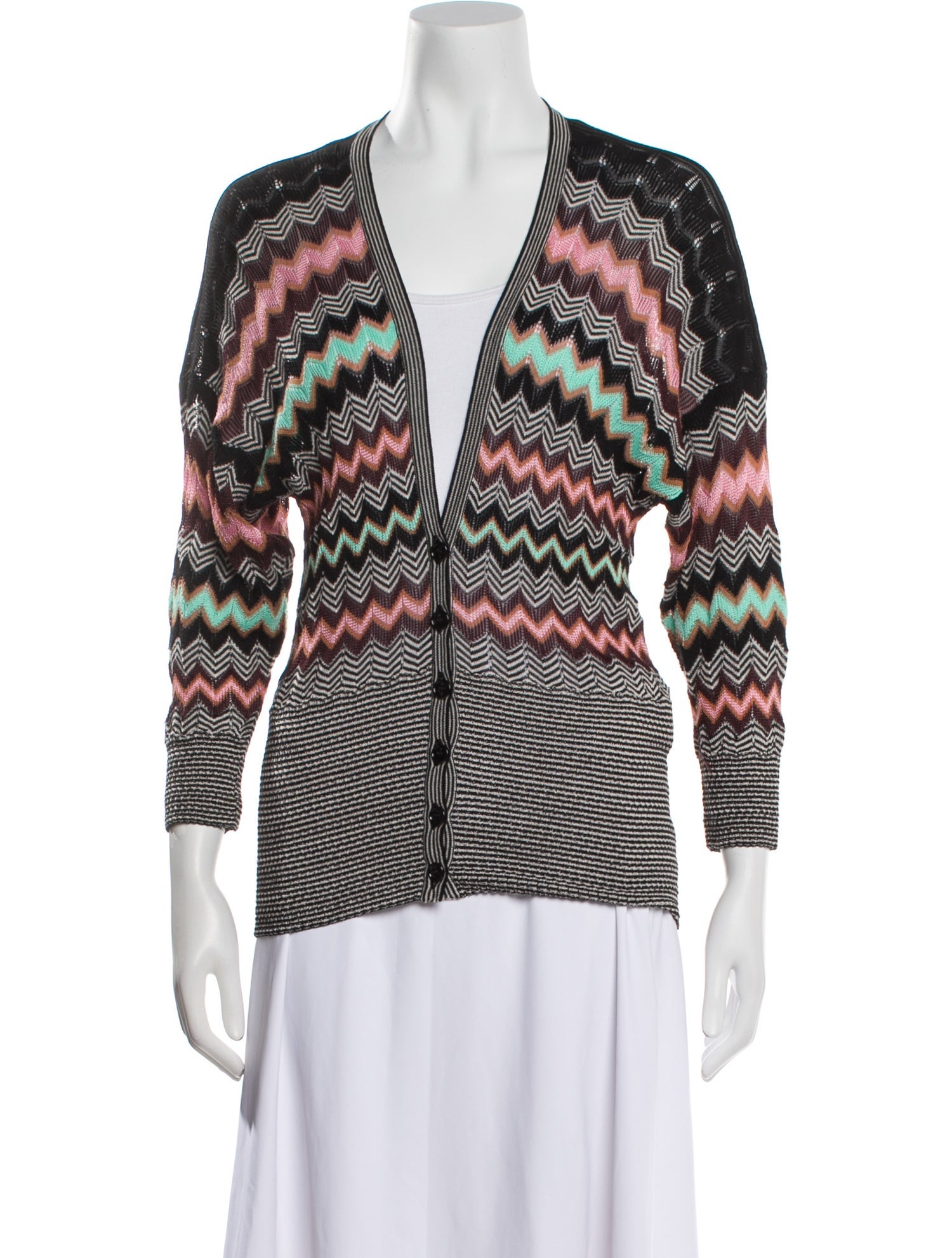 M Missoni Striped V-Neck Sweater