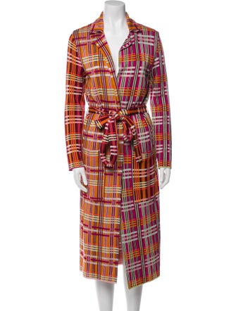 M Missoni Plaid Print Trench Coat