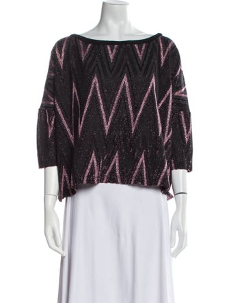 M Missoni Printed Bateau Neckline Blouse