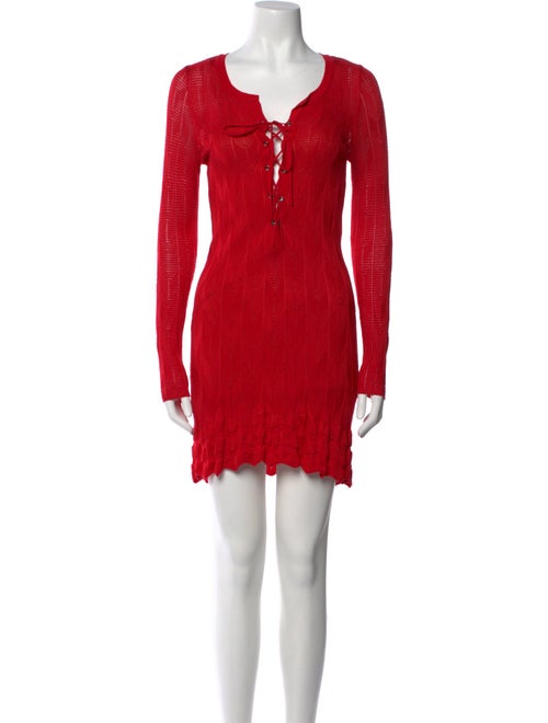 M Missoni Plunge Neckline Mini Dress