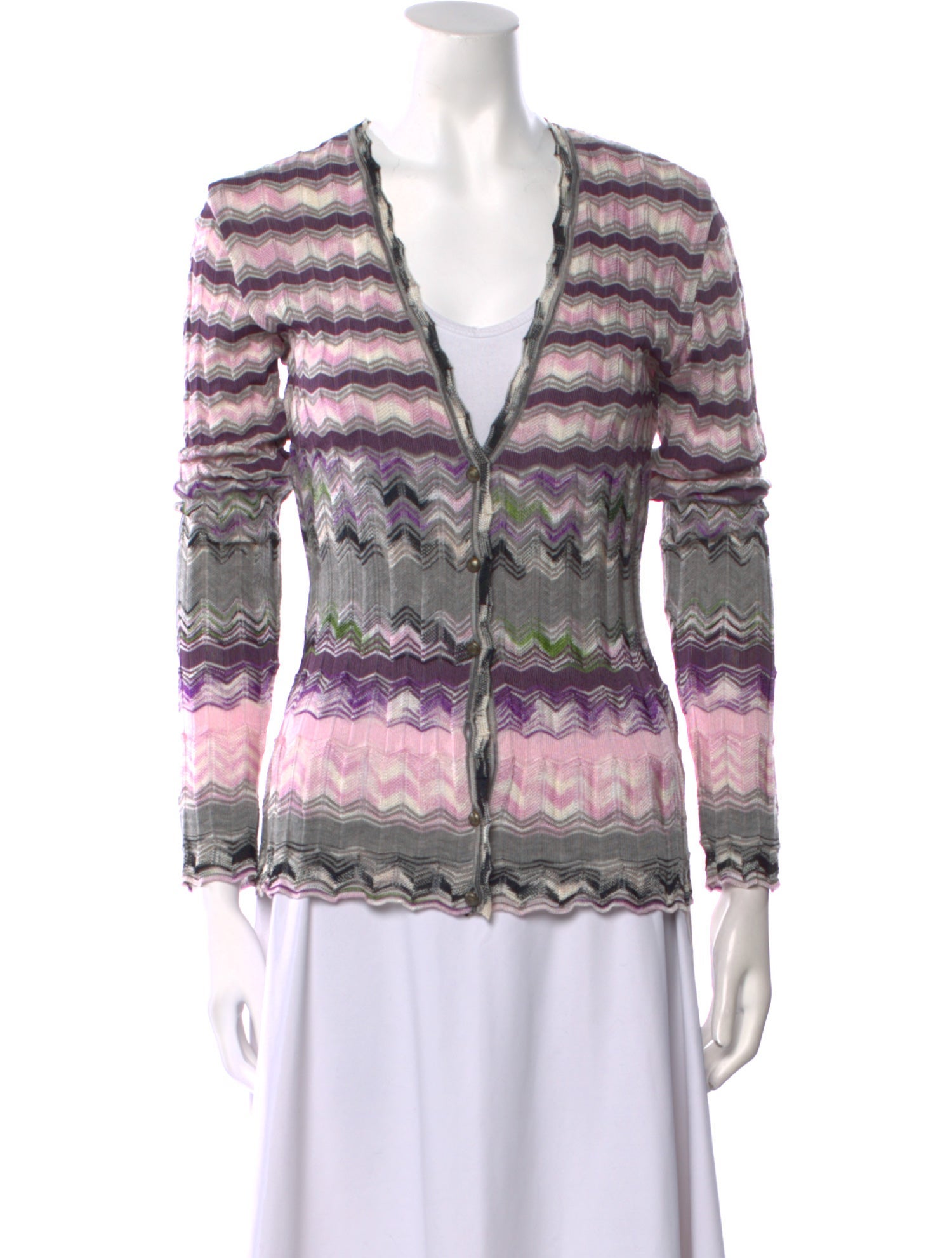 M Missoni Striped V-Neck Sweater