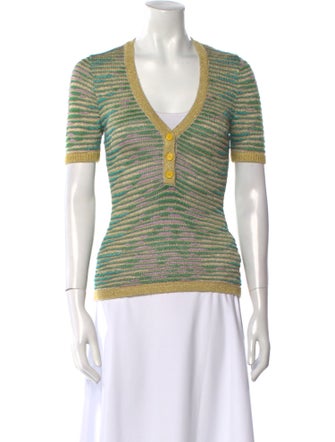 M Missoni Striped V-Neck Sweater