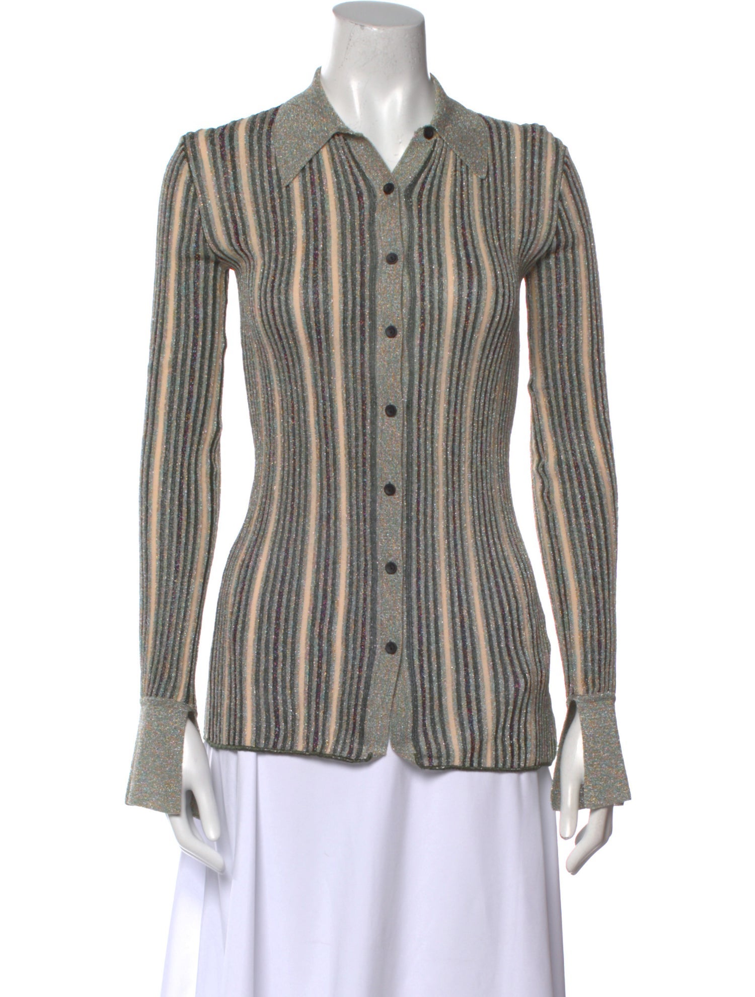 M Missoni Wool Striped Button-Up Top