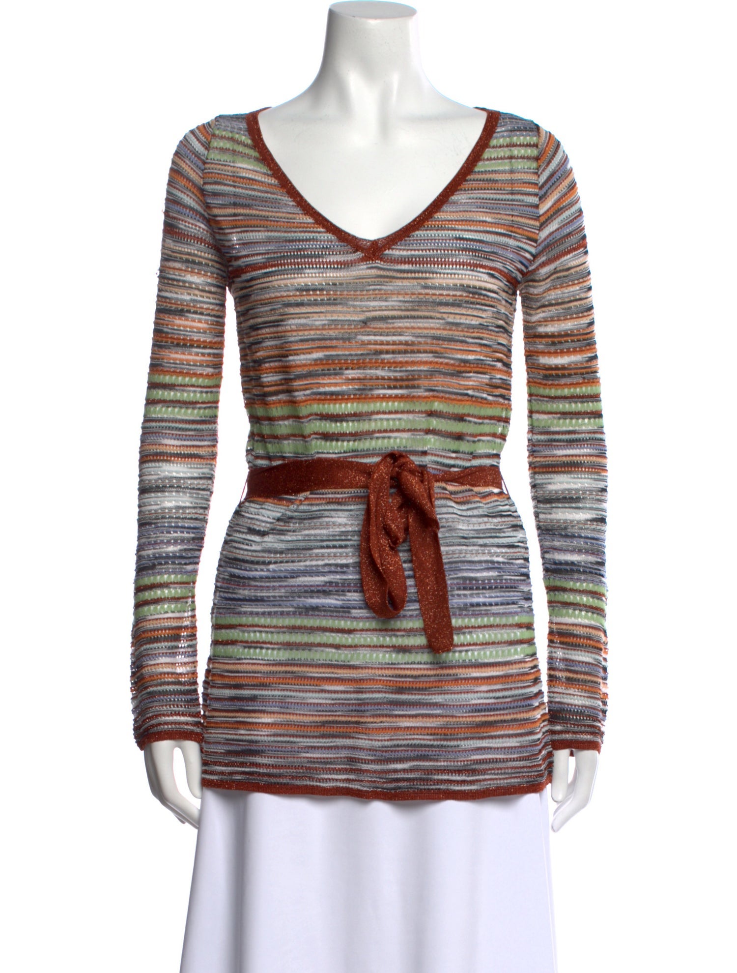 M Missoni Striped V-Neck Sweater