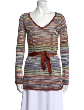 M Missoni Striped V-Neck Sweater